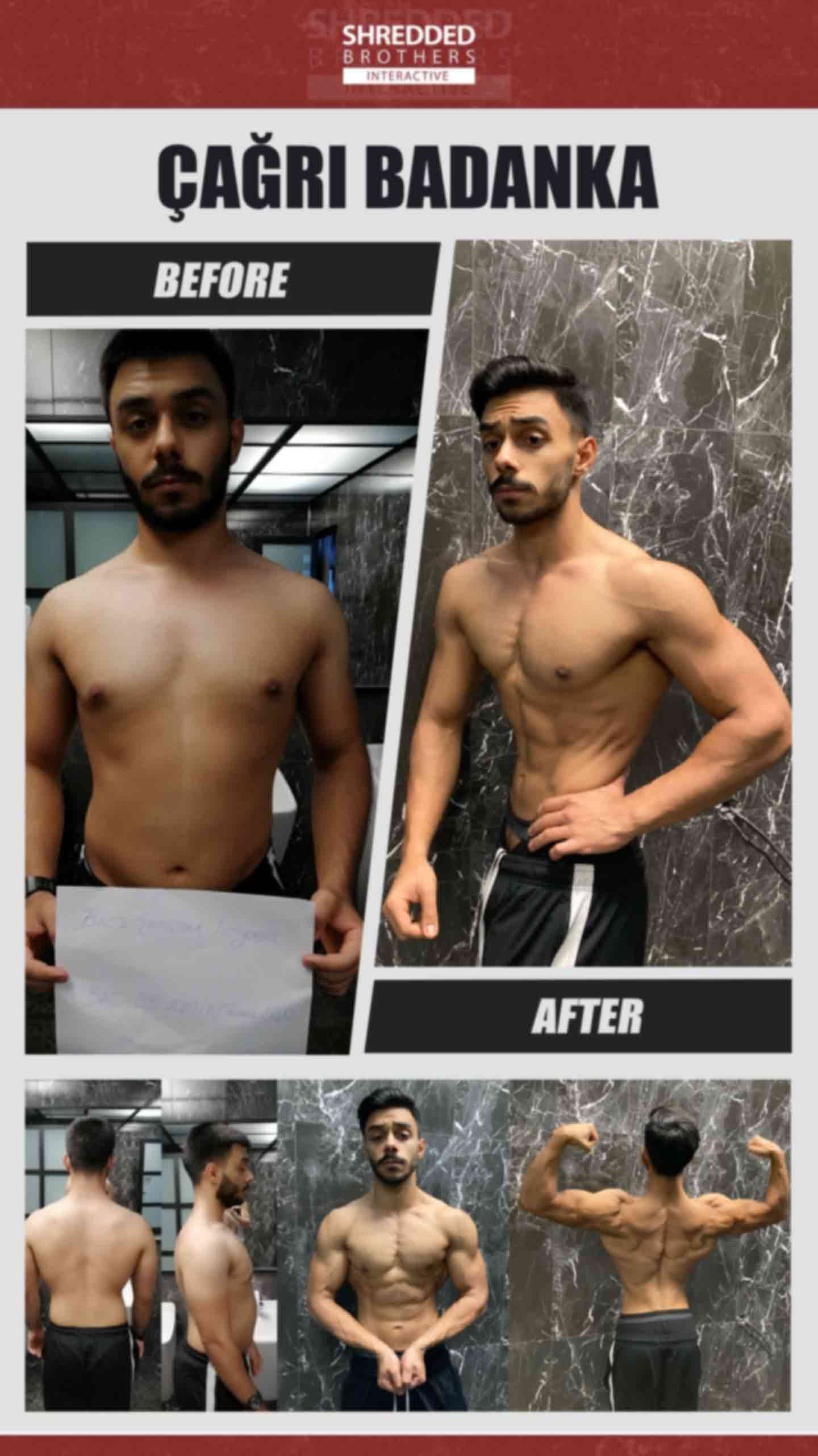 Before and after body transformation of an Idmanify member