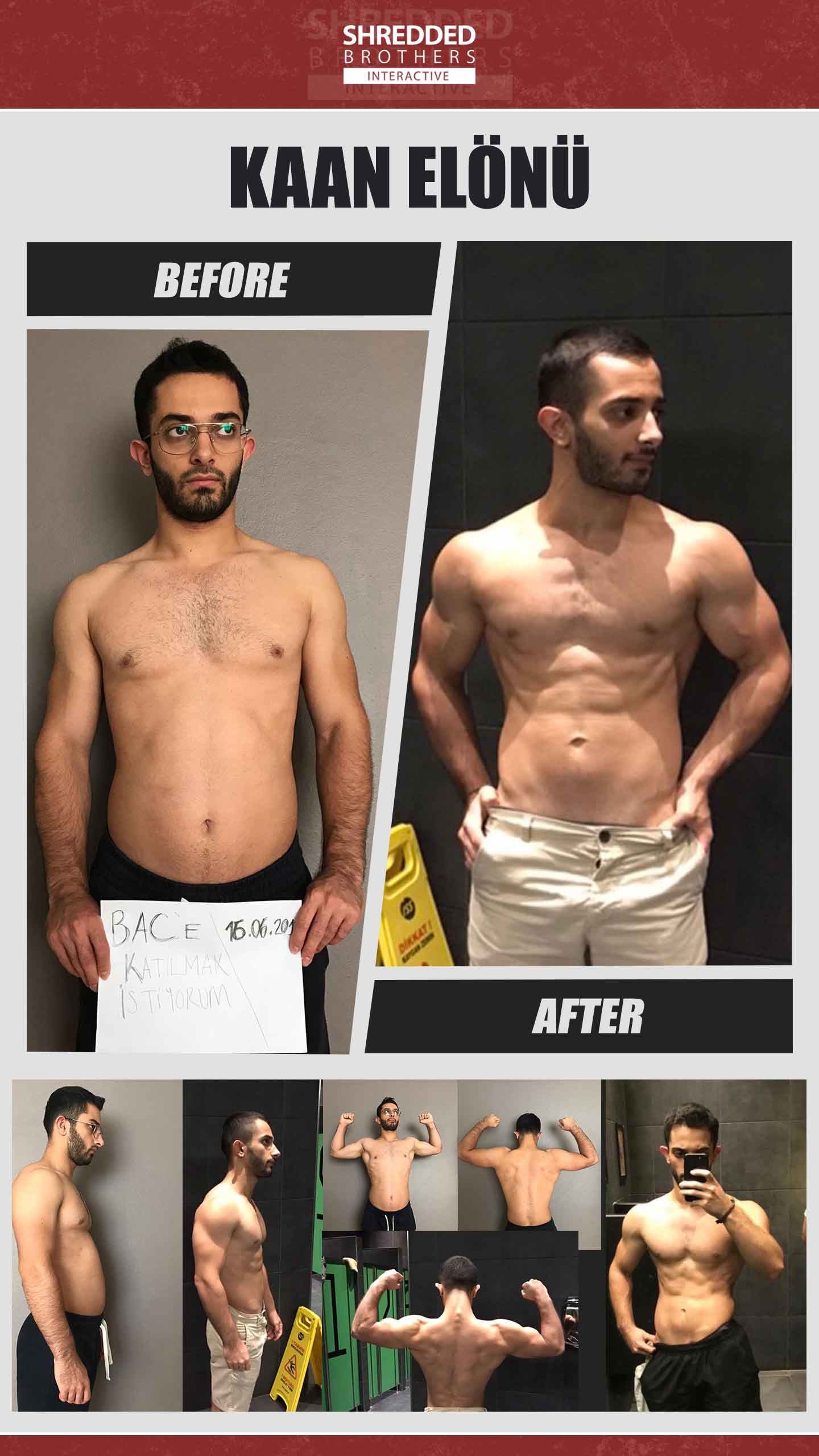 Before and after body transformation of an Idmanify member