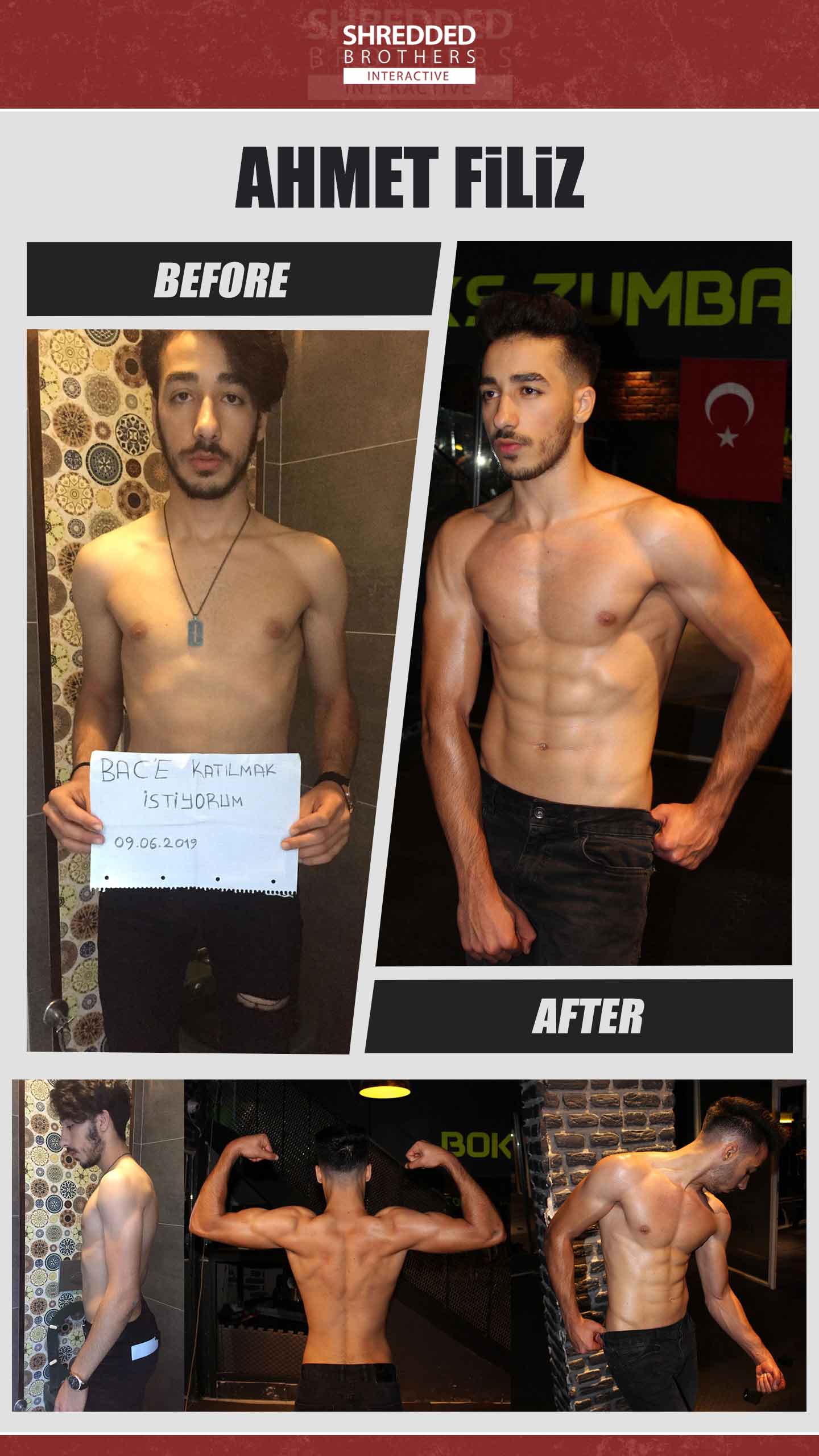 Before and after body transformation of an Idmanify member
