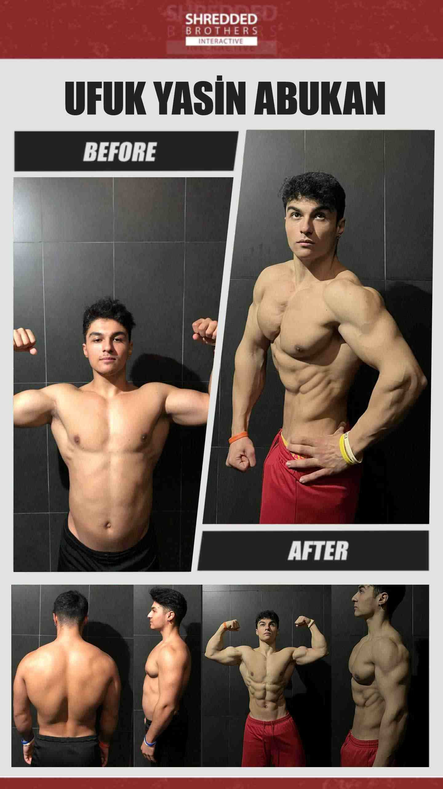 Before and after body transformation of an Idmanify member