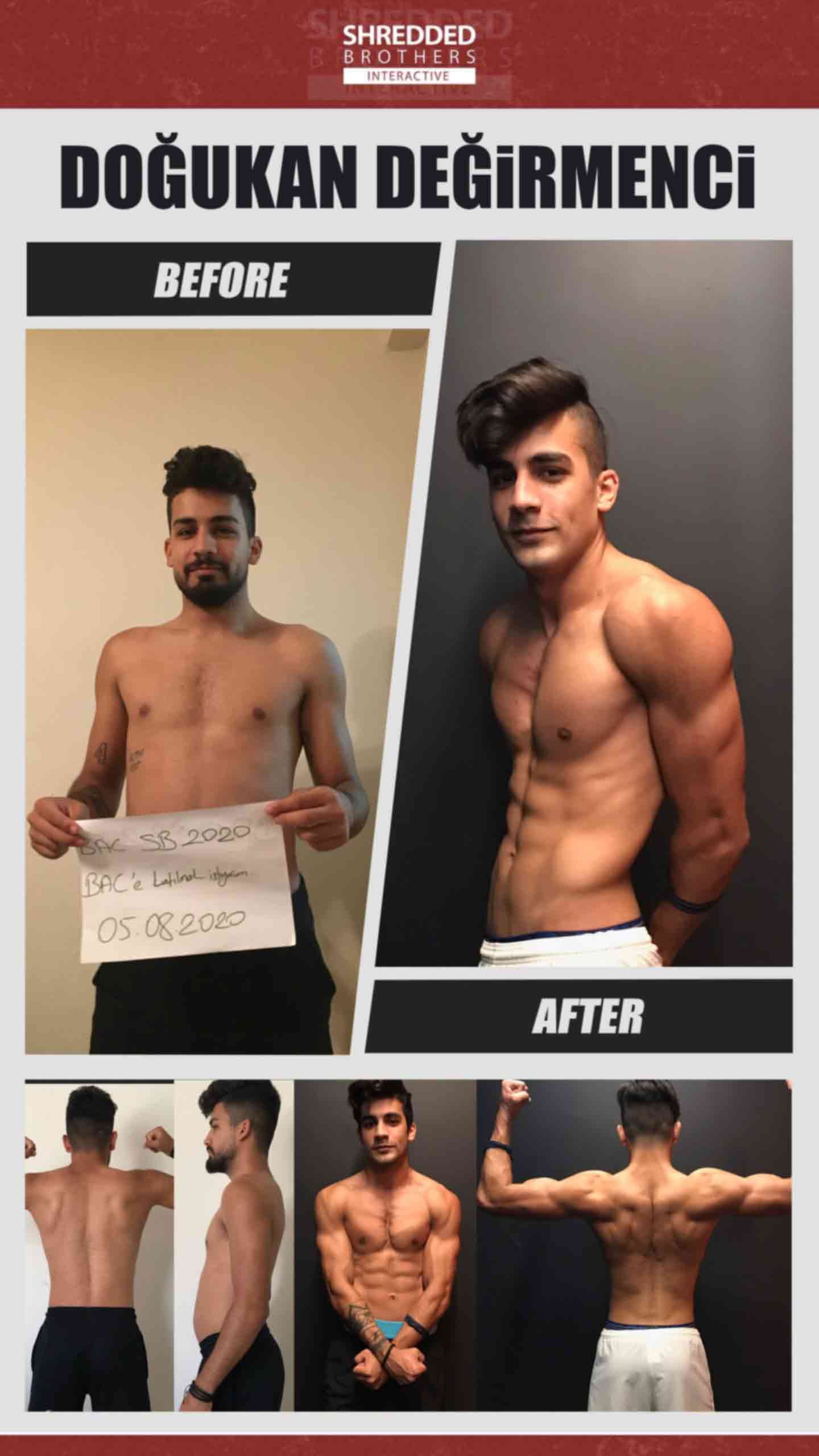 Before and after body transformation of an Idmanify member