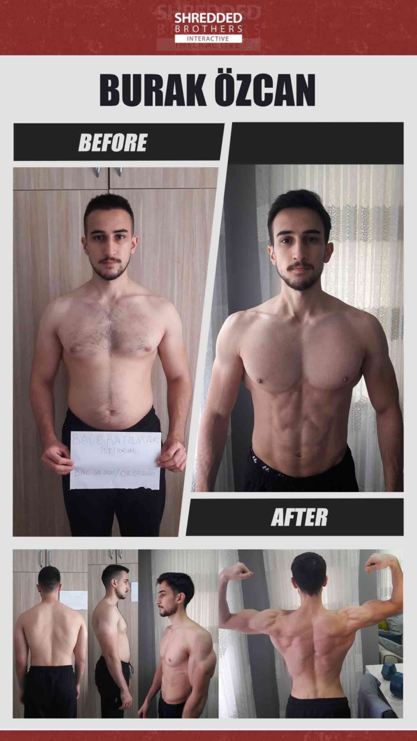 Before and after body transformation of an Idmanify member