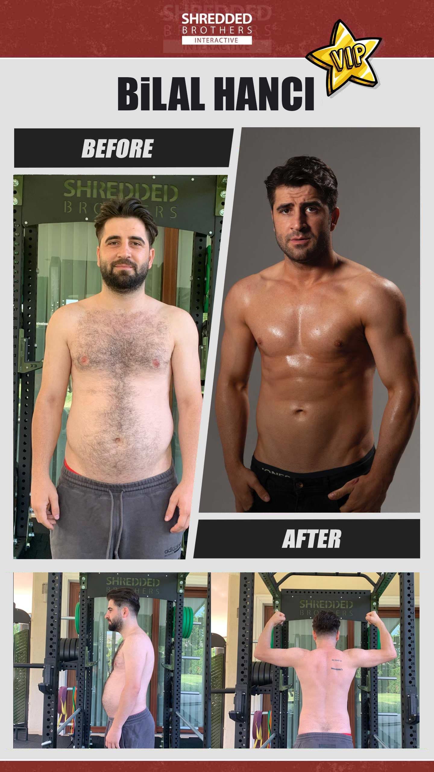Before and after body transformation of an Idmanify member