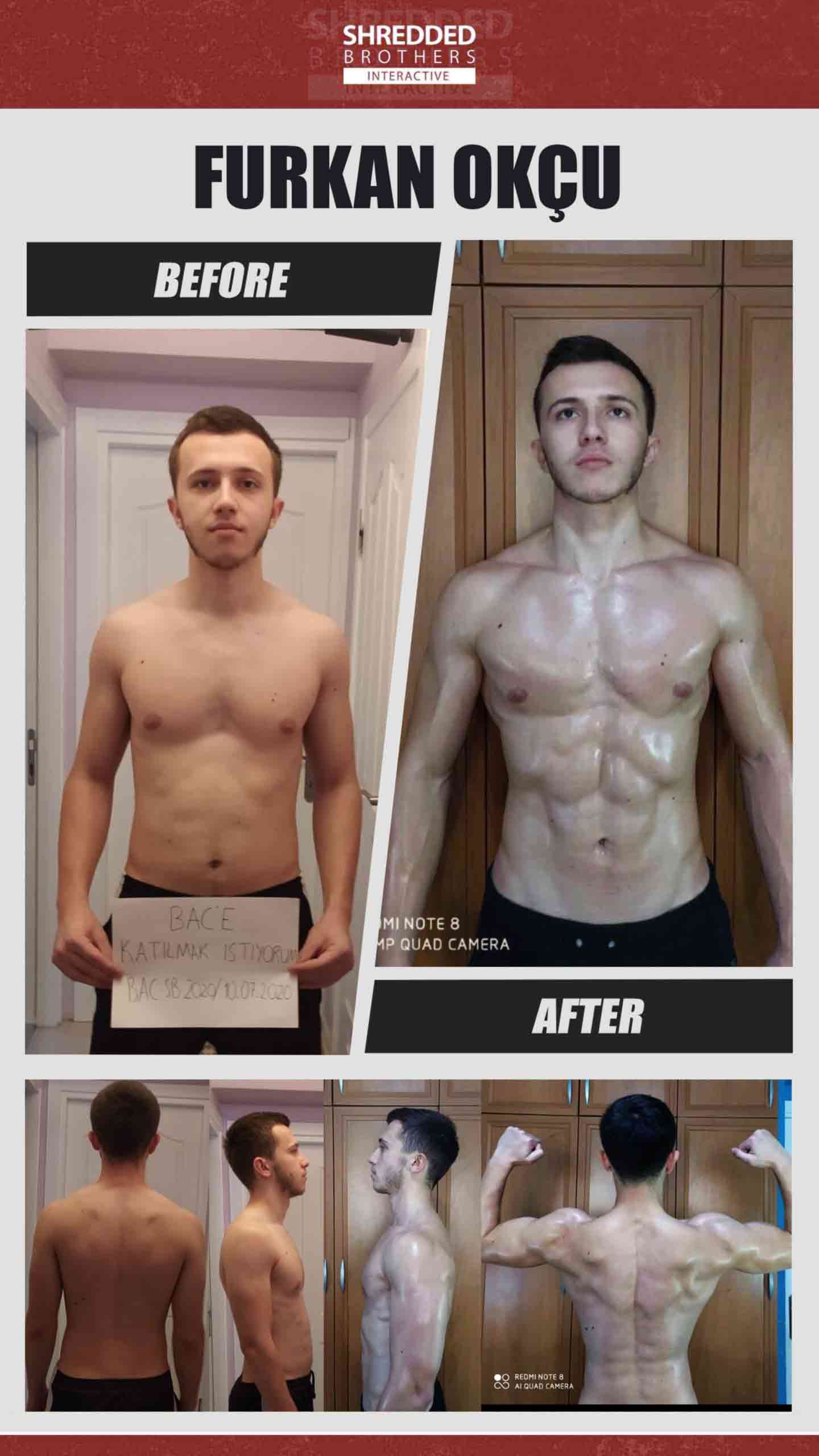 Before and after body transformation of an Idmanify member