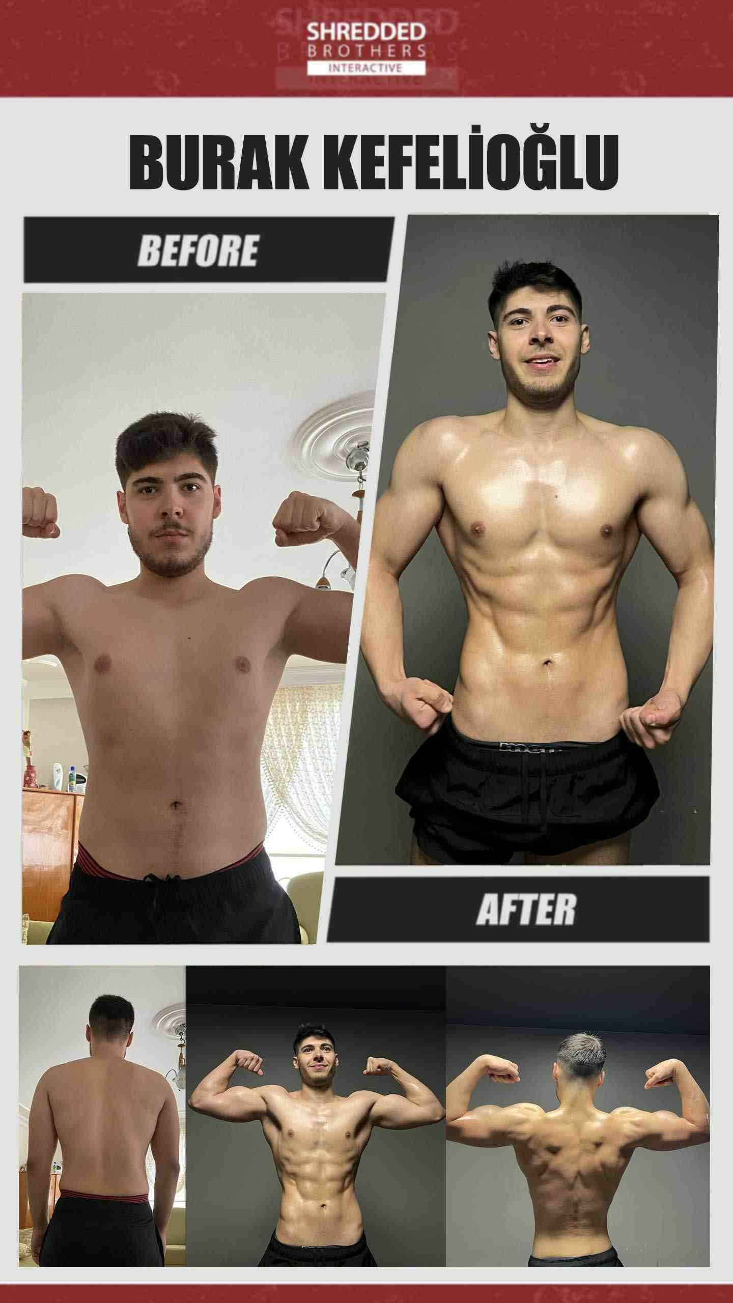 Before and after body transformation of an Idmanify member