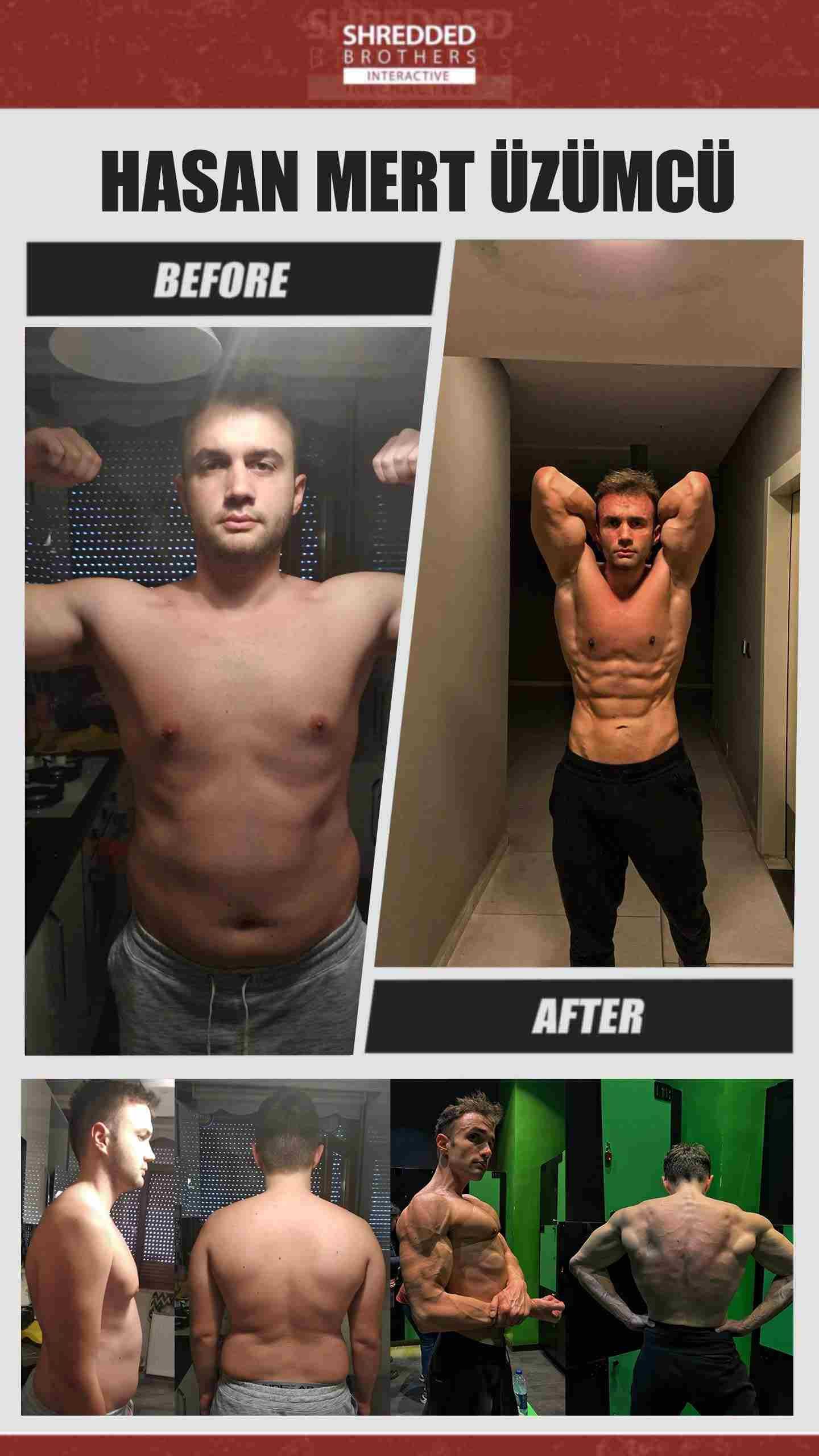 Before and after body transformation of an Idmanify member