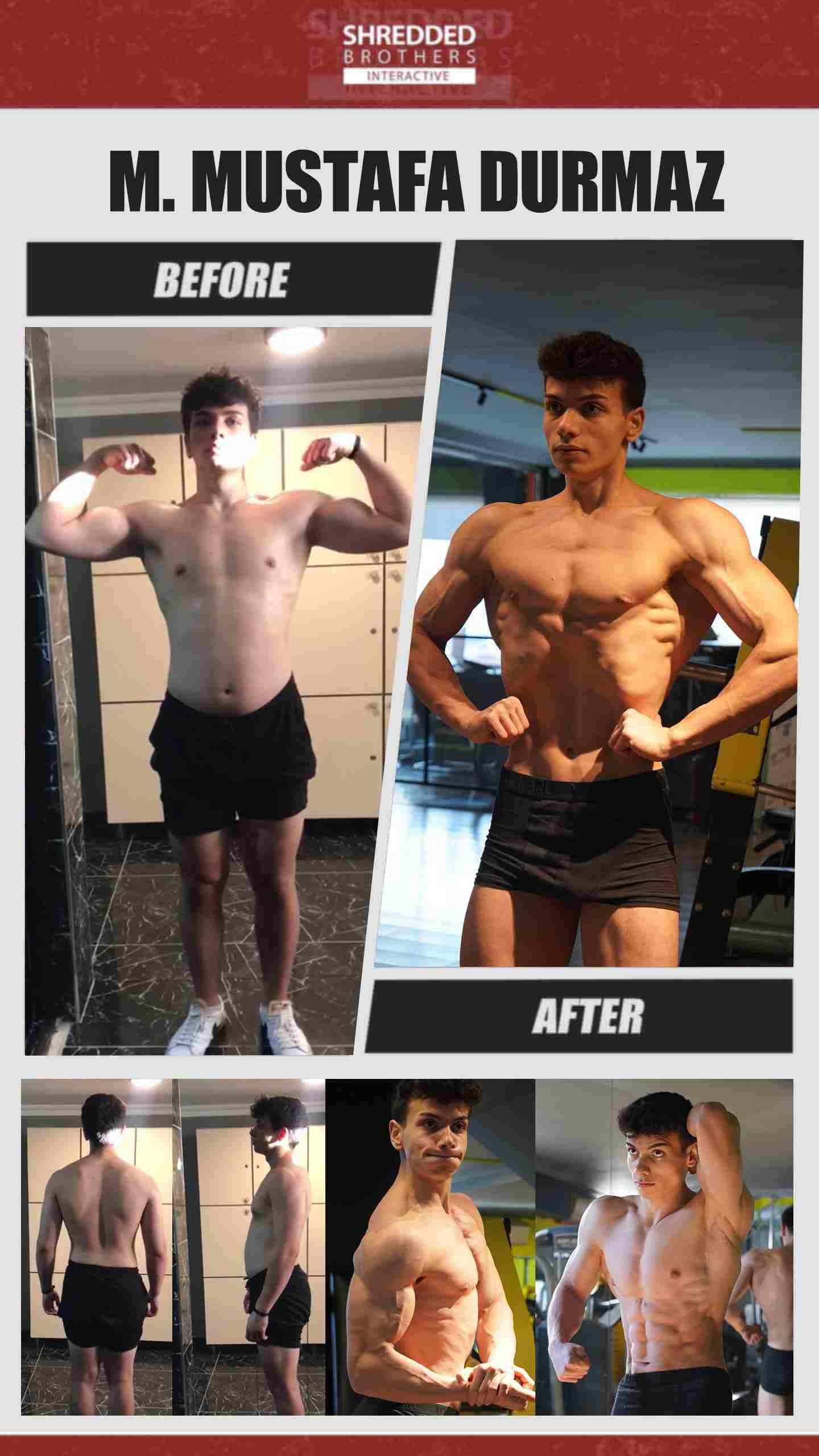 Before and after body transformation of an Idmanify member
