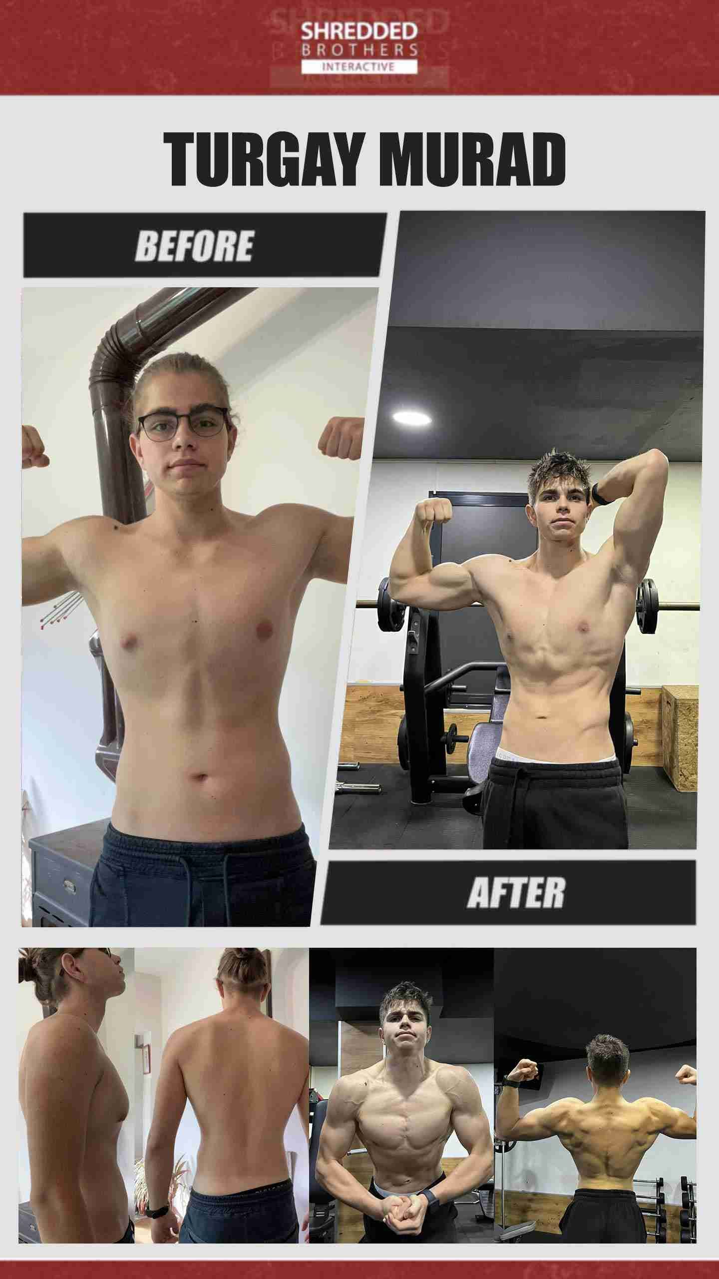 Before and after body transformation of an Idmanify member