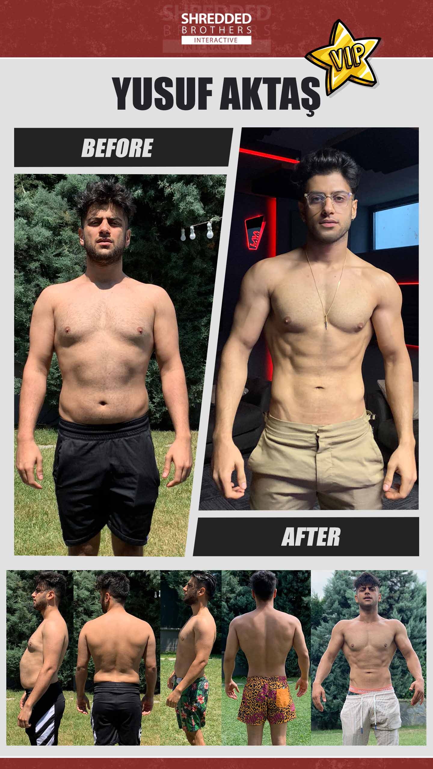 Before and after body transformation of an Idmanify member