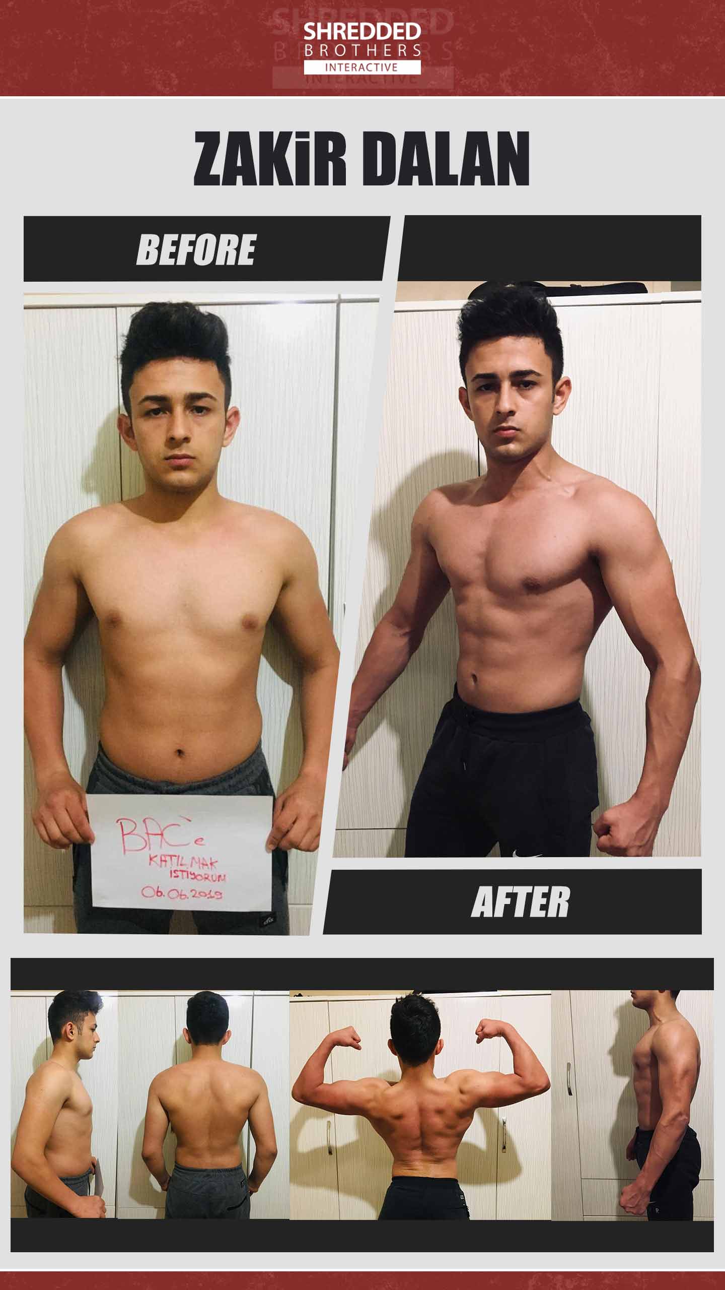 Before and after body transformation of an Idmanify member