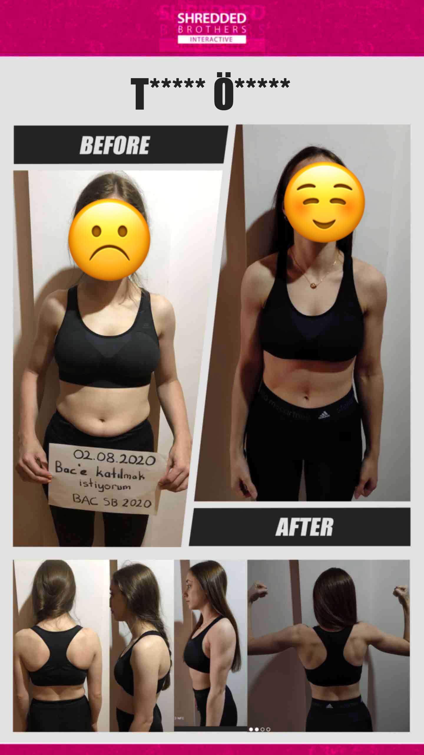 Before and after body transformation of an Idmanify member