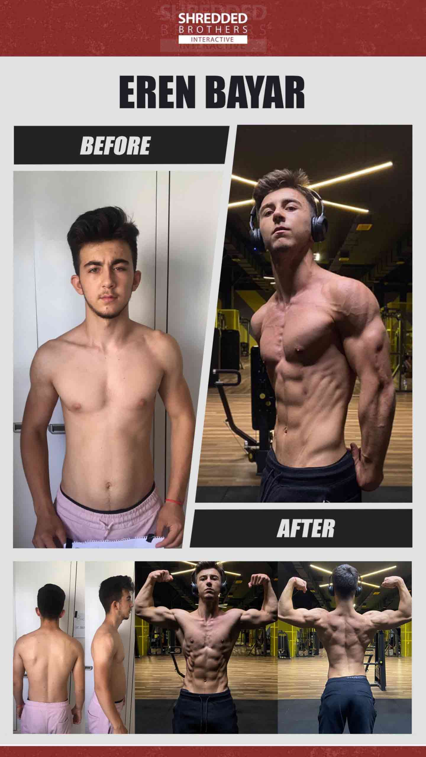 Before and after body transformation of an Idmanify member