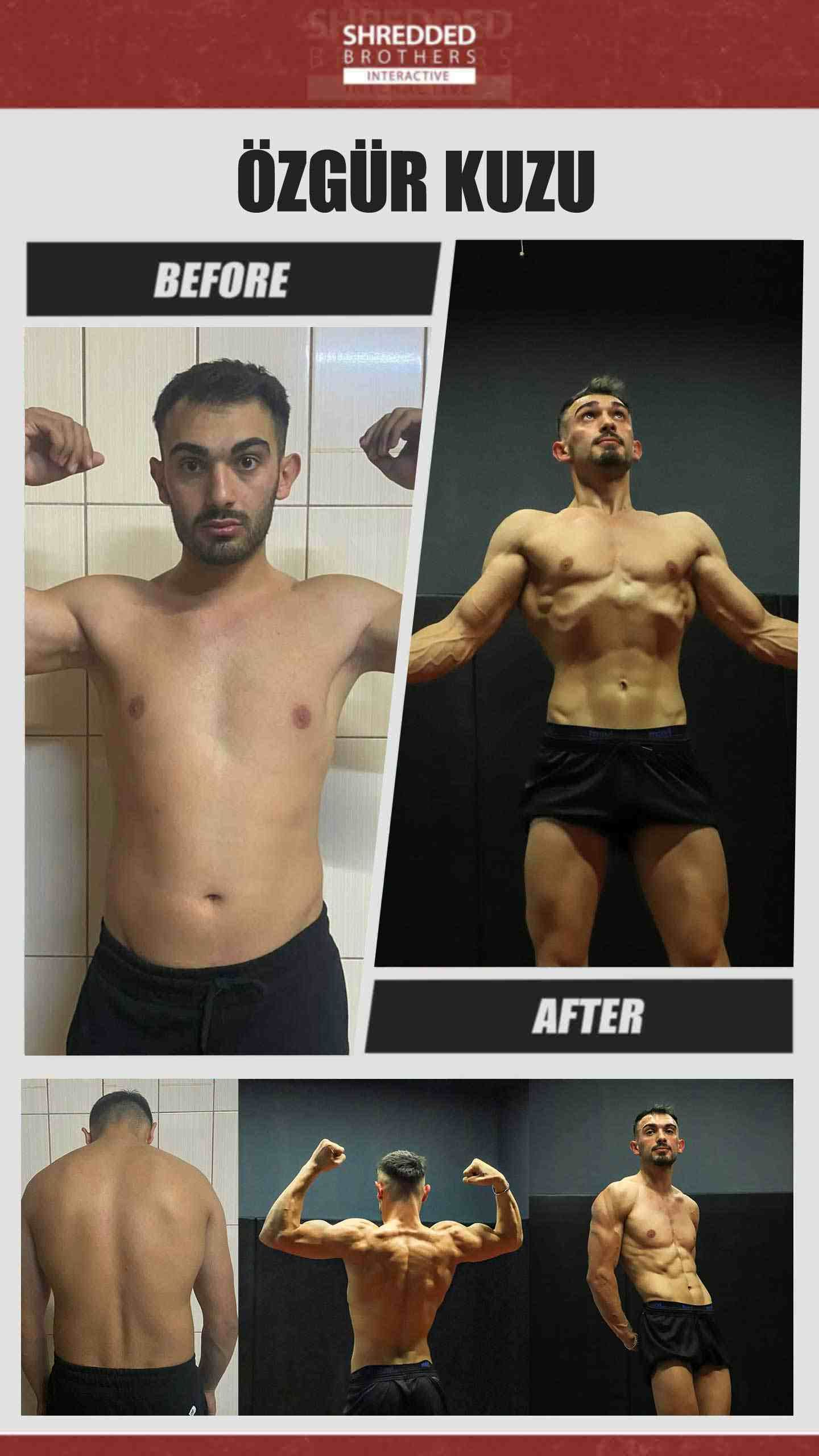 Before and after body transformation of an Idmanify member