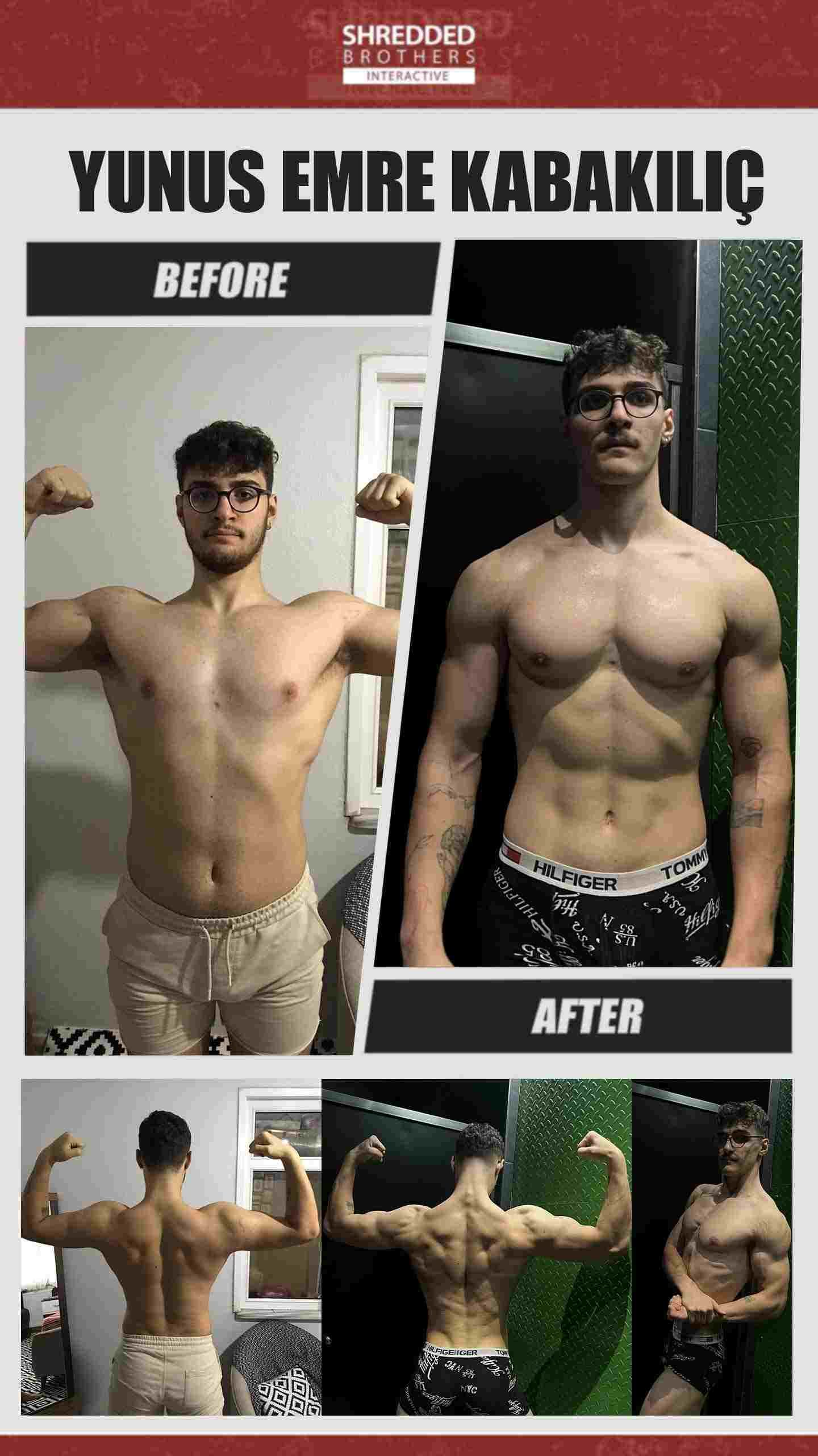 Before and after body transformation of an Idmanify member