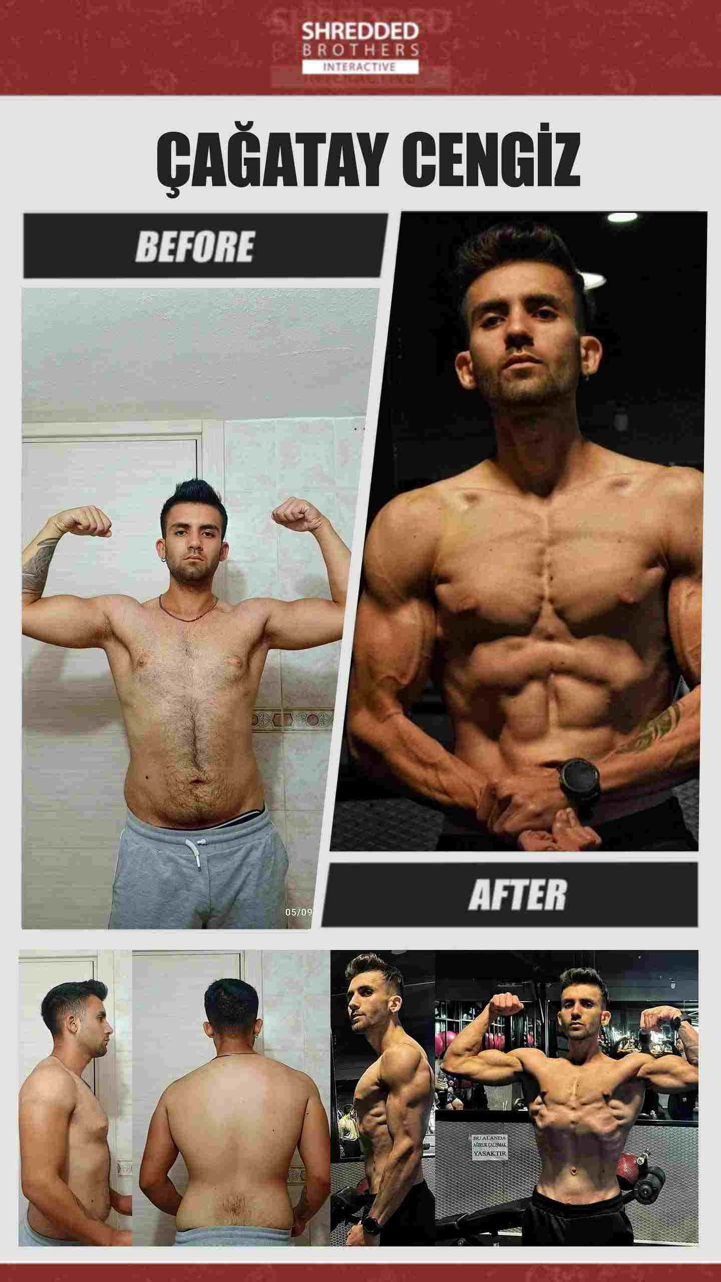 Before and after body transformation of an Idmanify member