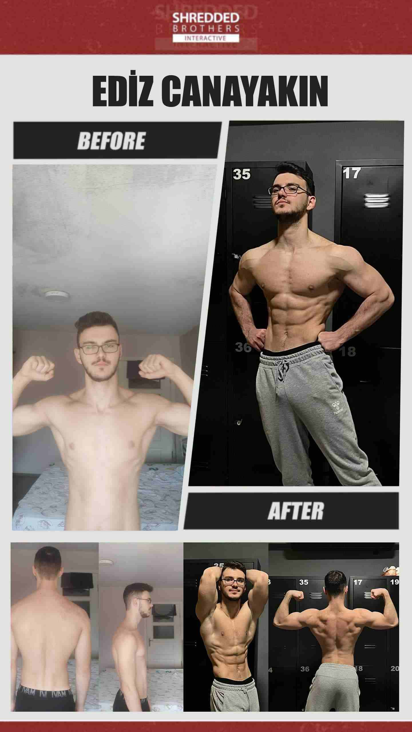 Before and after body transformation of an Idmanify member