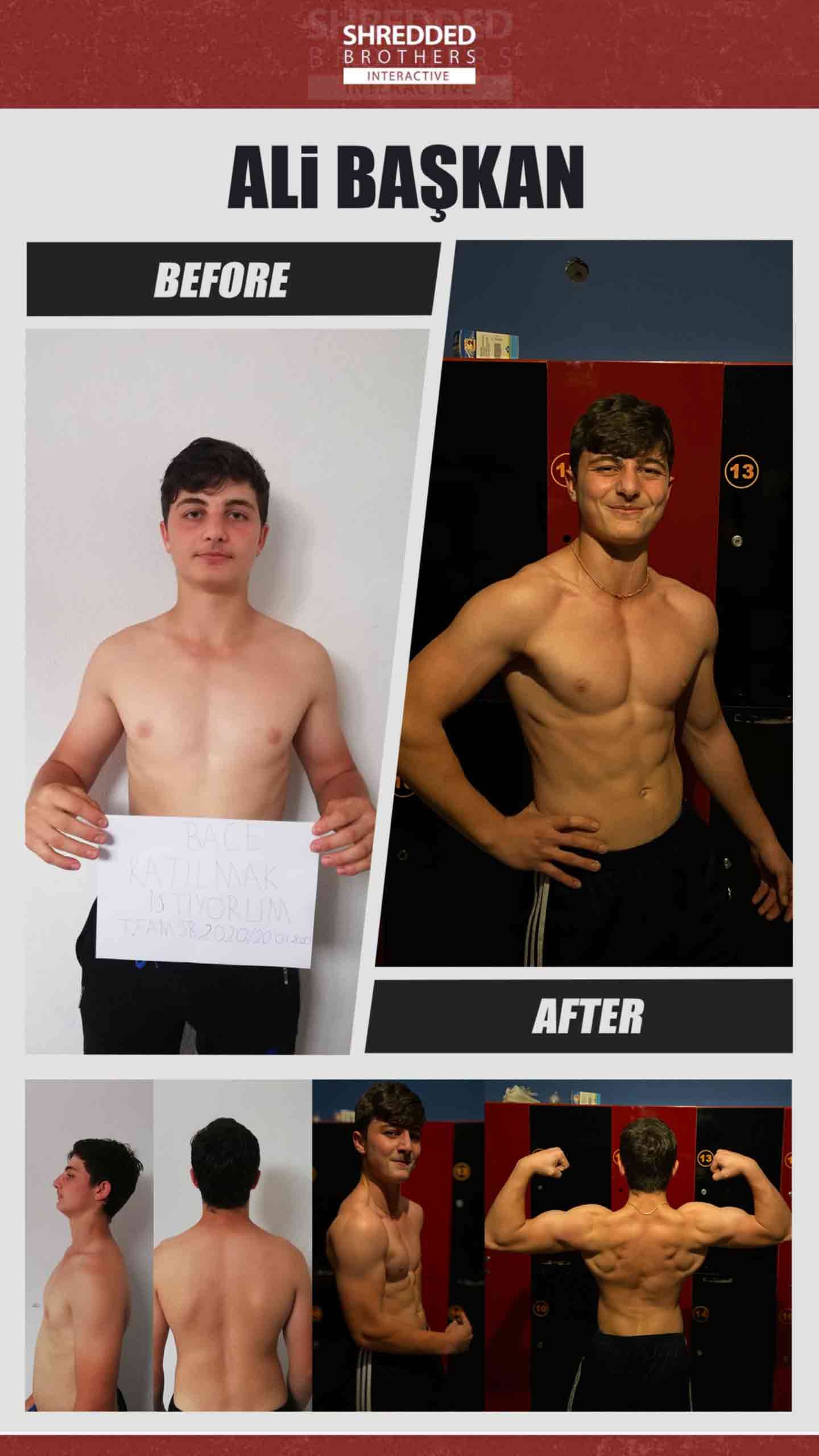 Before and after body transformation of an Idmanify member