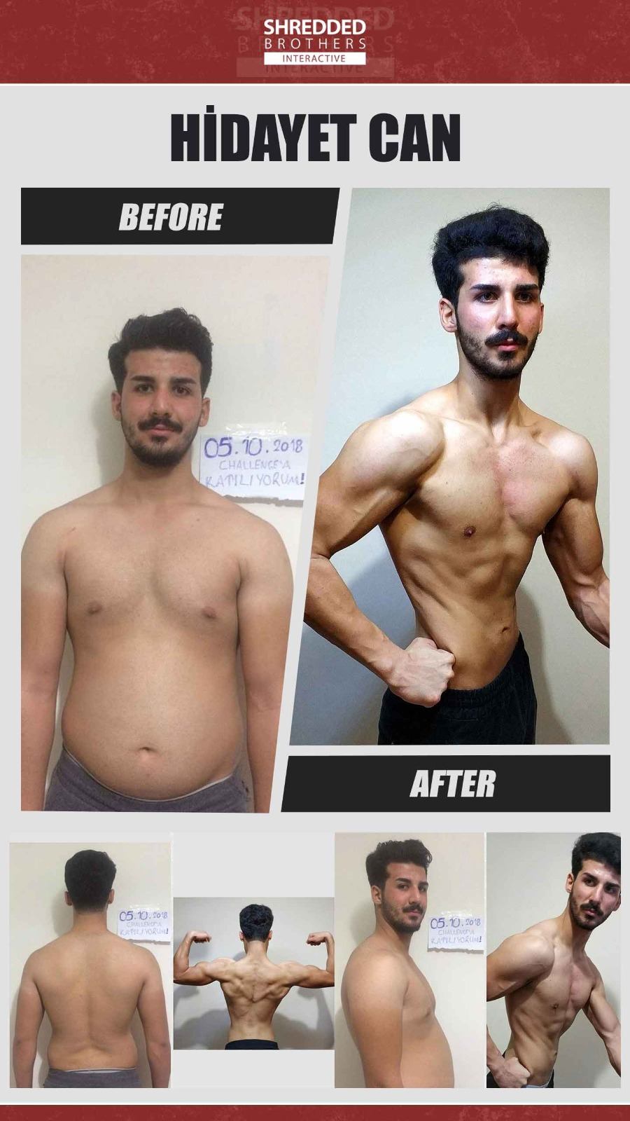 Before and after body transformation of an Idmanify member