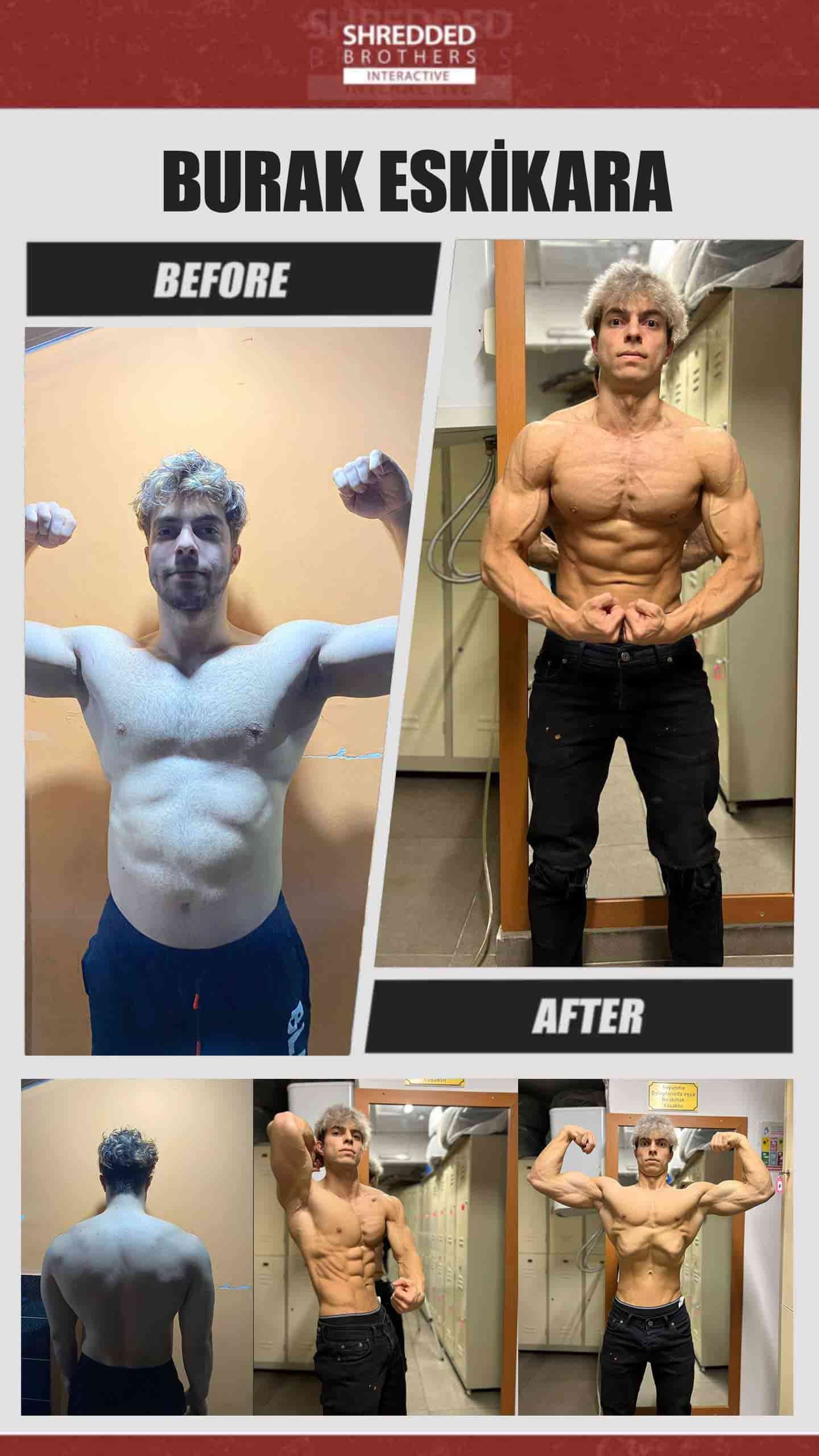 Before and after body transformation of an Idmanify member