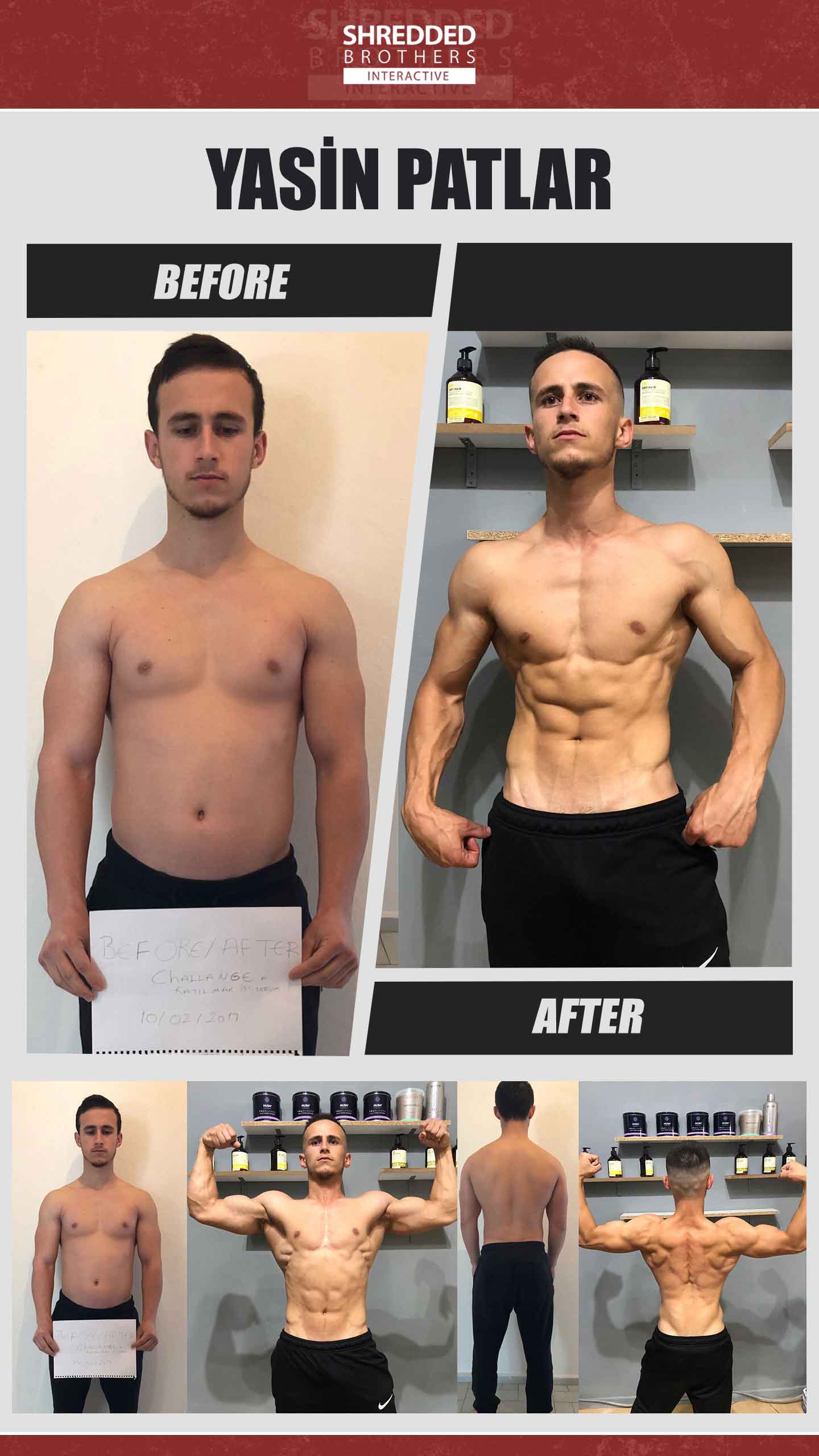 Before and after body transformation of an Idmanify member