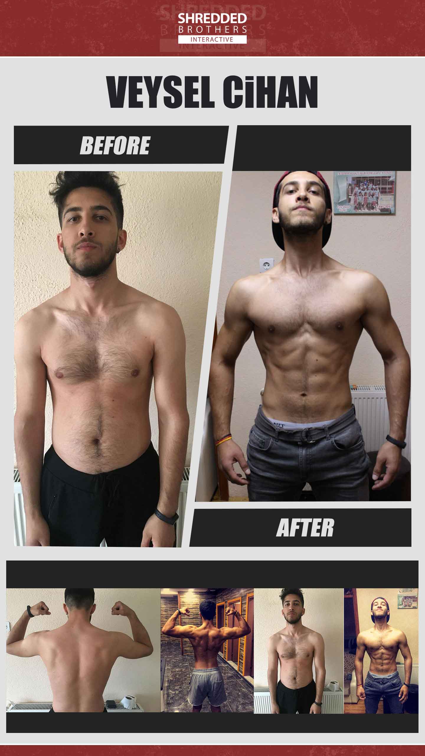 Before and after body transformation of an Idmanify member