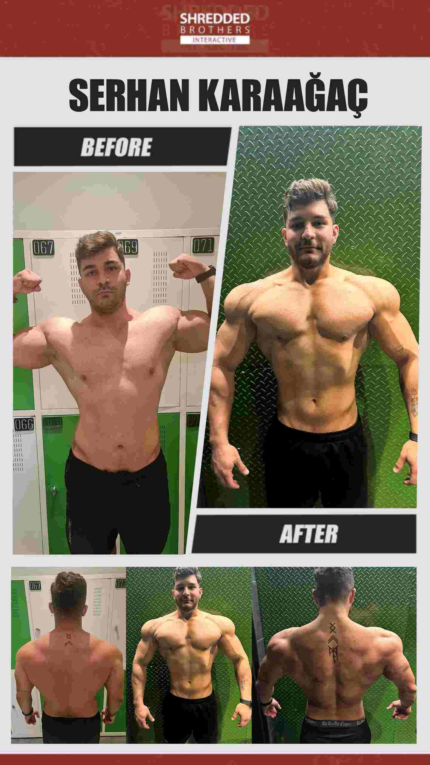 Before and after body transformation of an Idmanify member