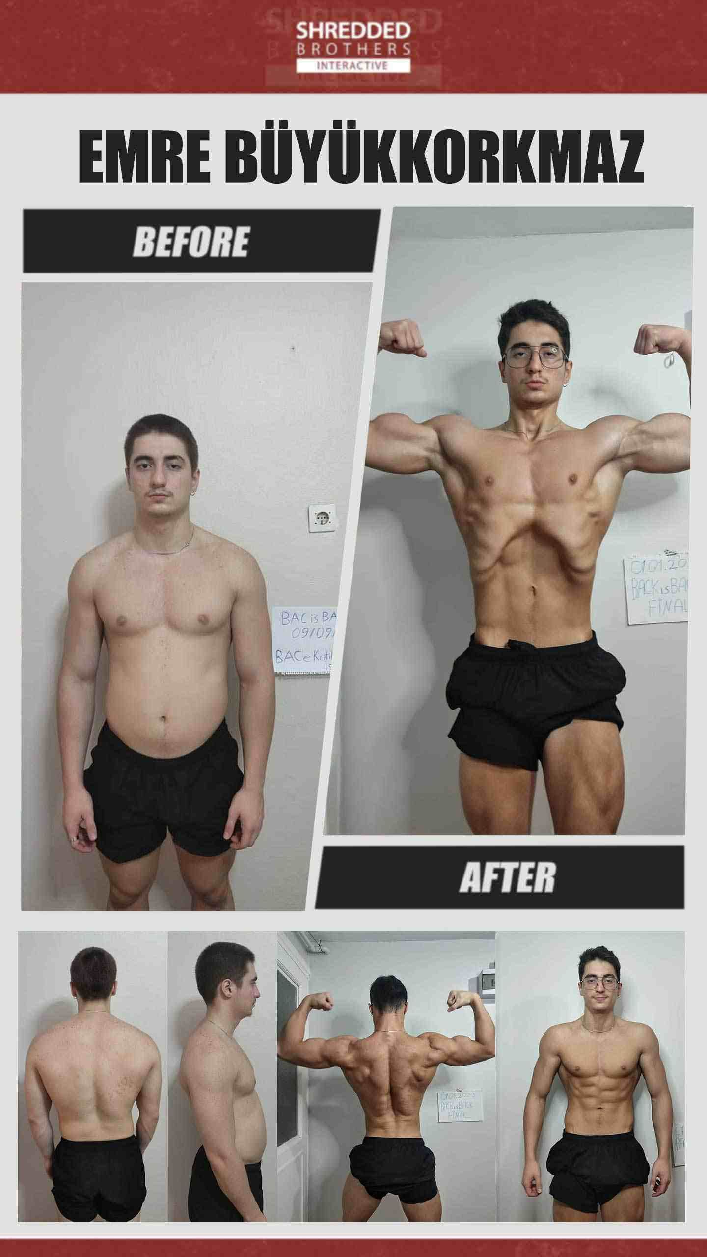 Before and after body transformation of an Idmanify member
