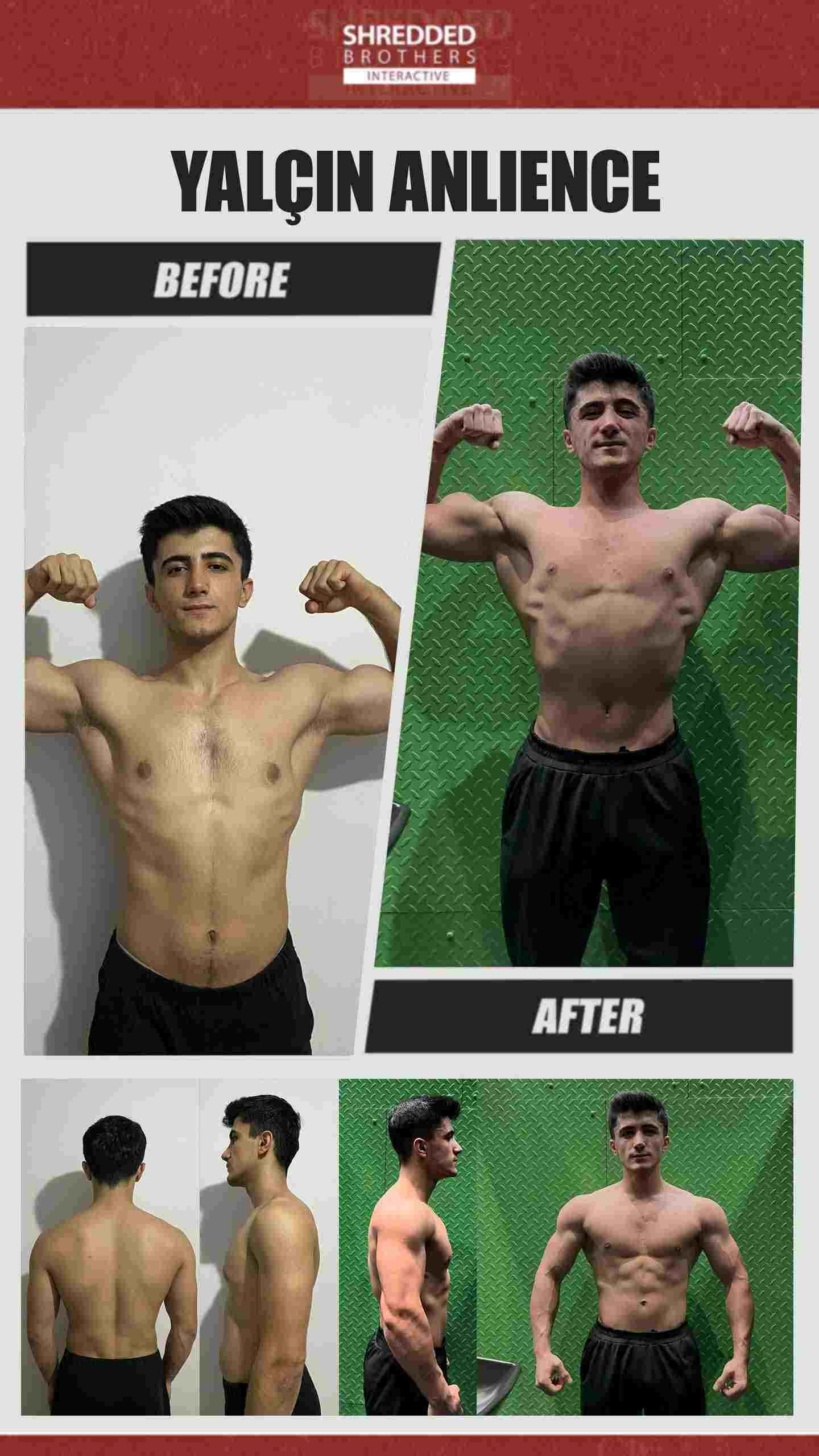 Before and after body transformation of an Idmanify member