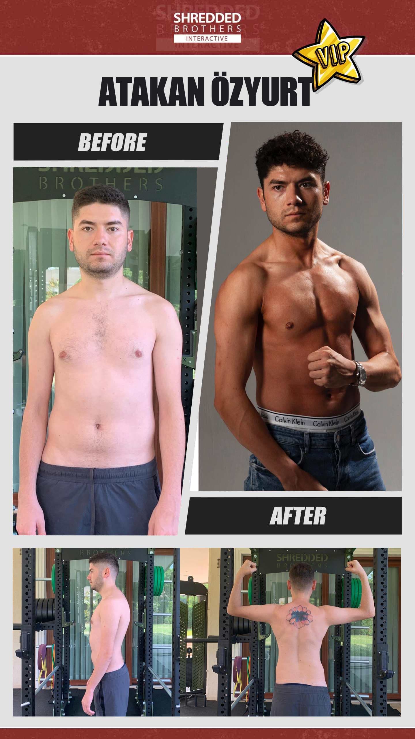Before and after body transformation of an Idmanify member
