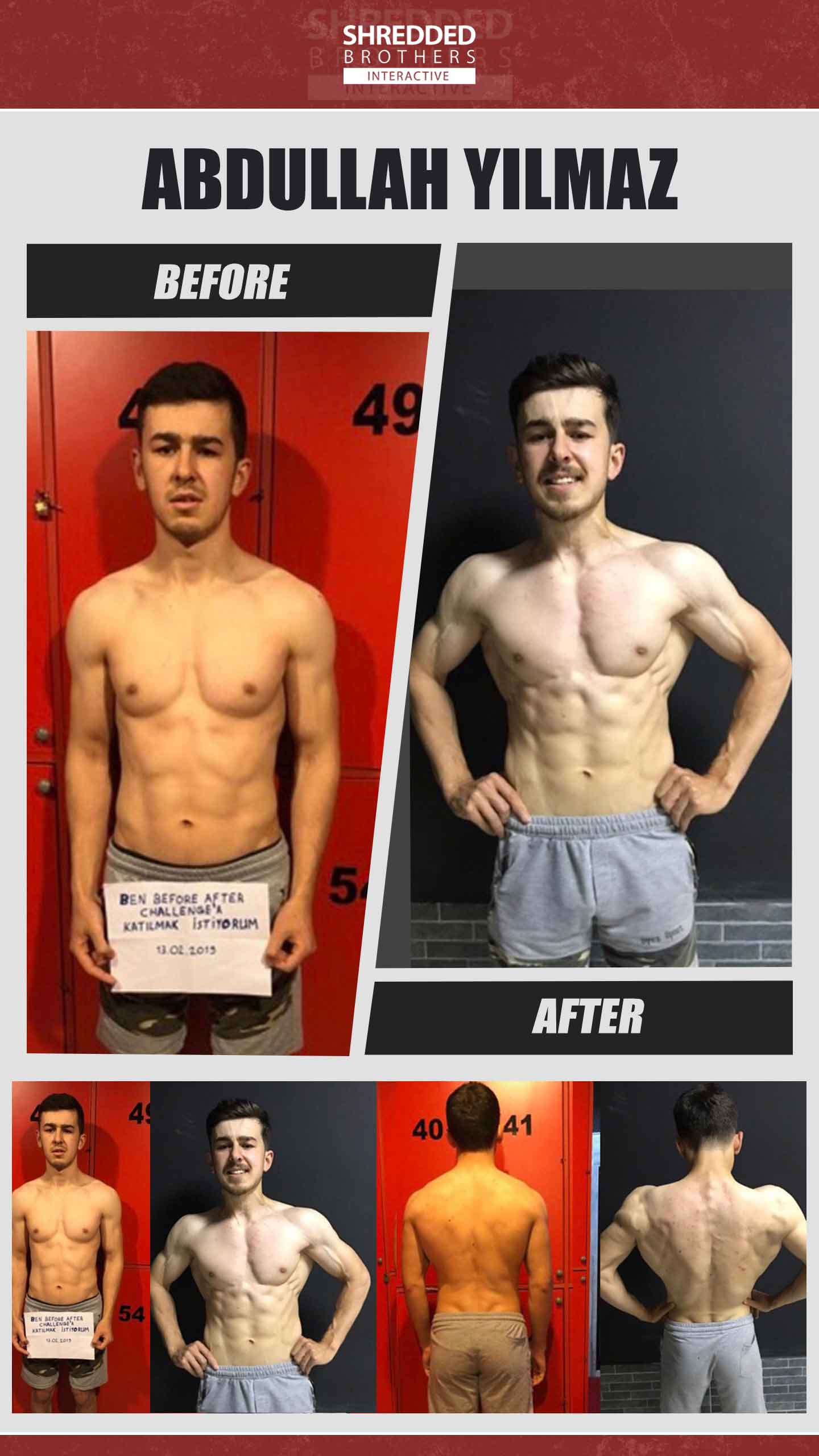 Before and after body transformation of an Idmanify member