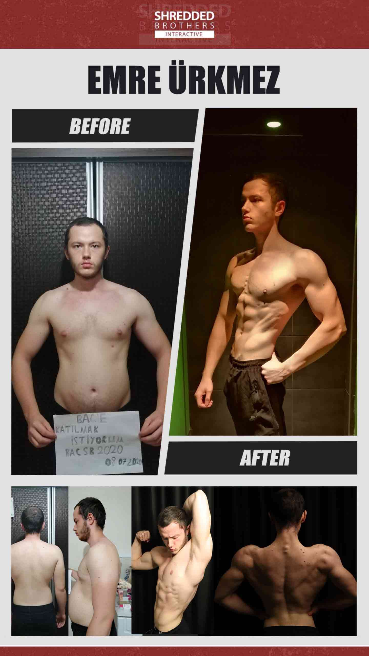 Before and after body transformation of an Idmanify member
