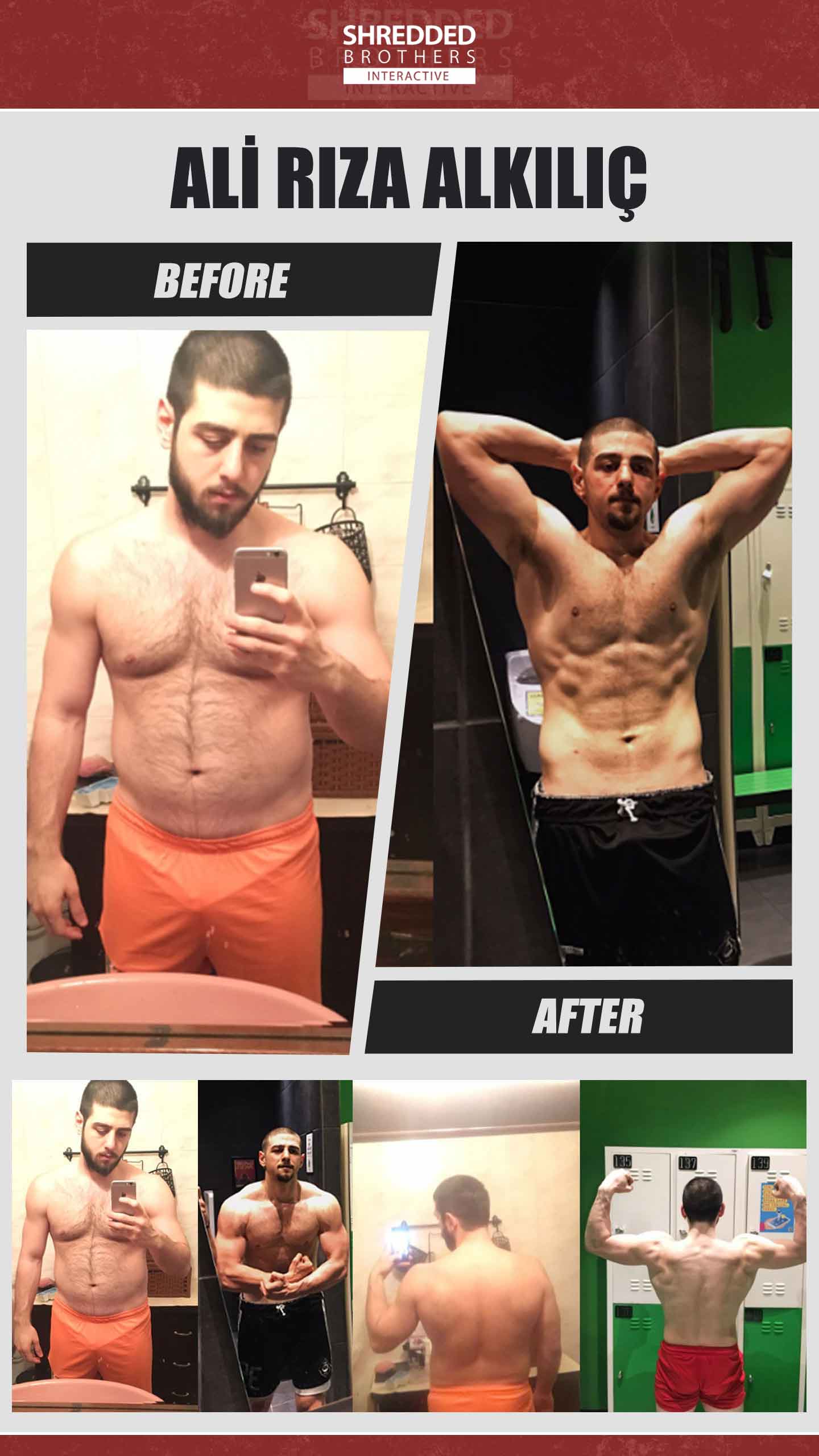 Before and after body transformation of an Idmanify member