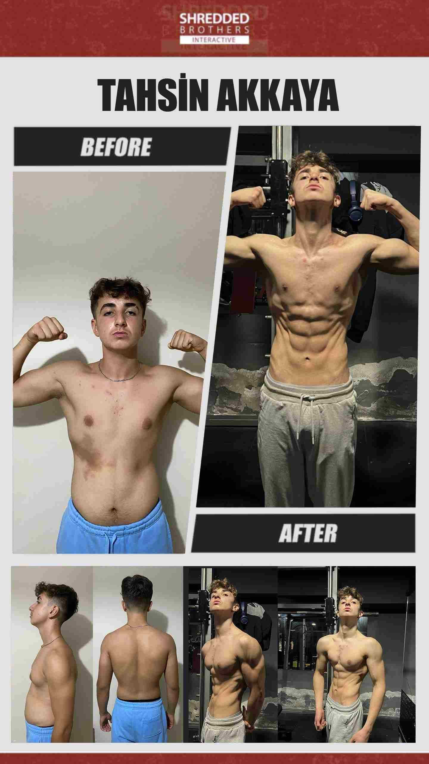 Before and after body transformation of an Idmanify member