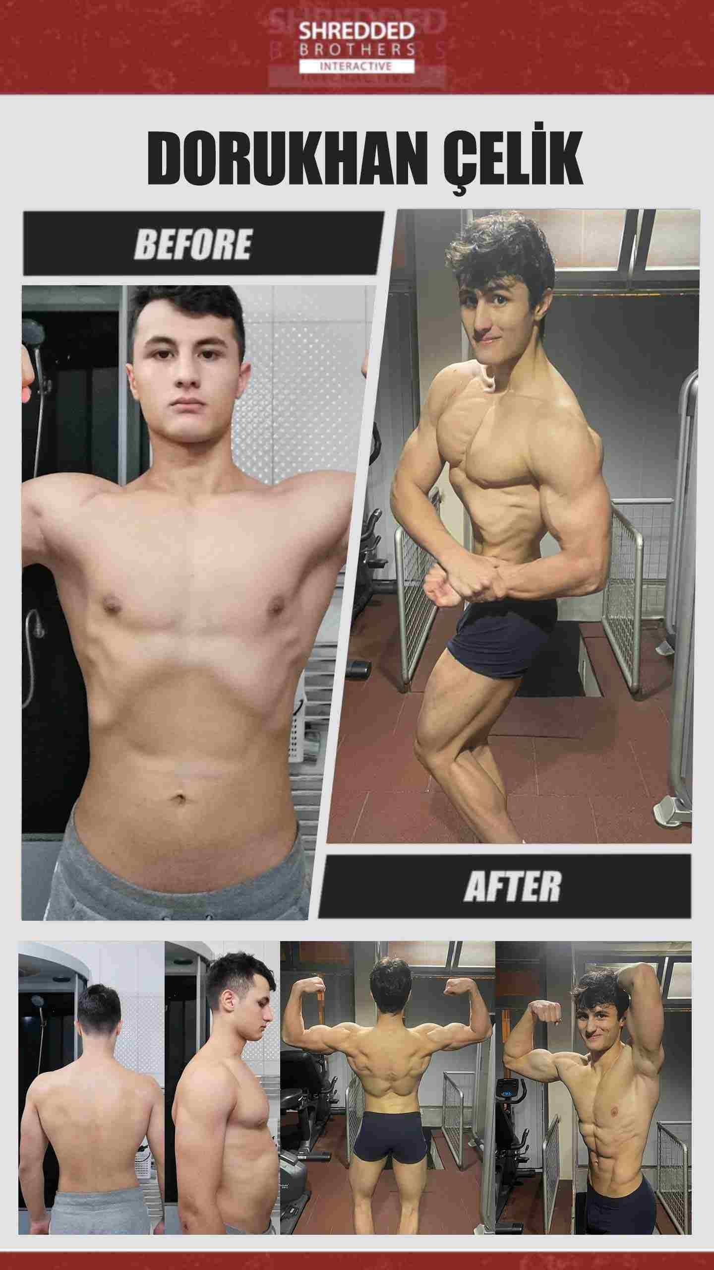 Before and after body transformation of an Idmanify member