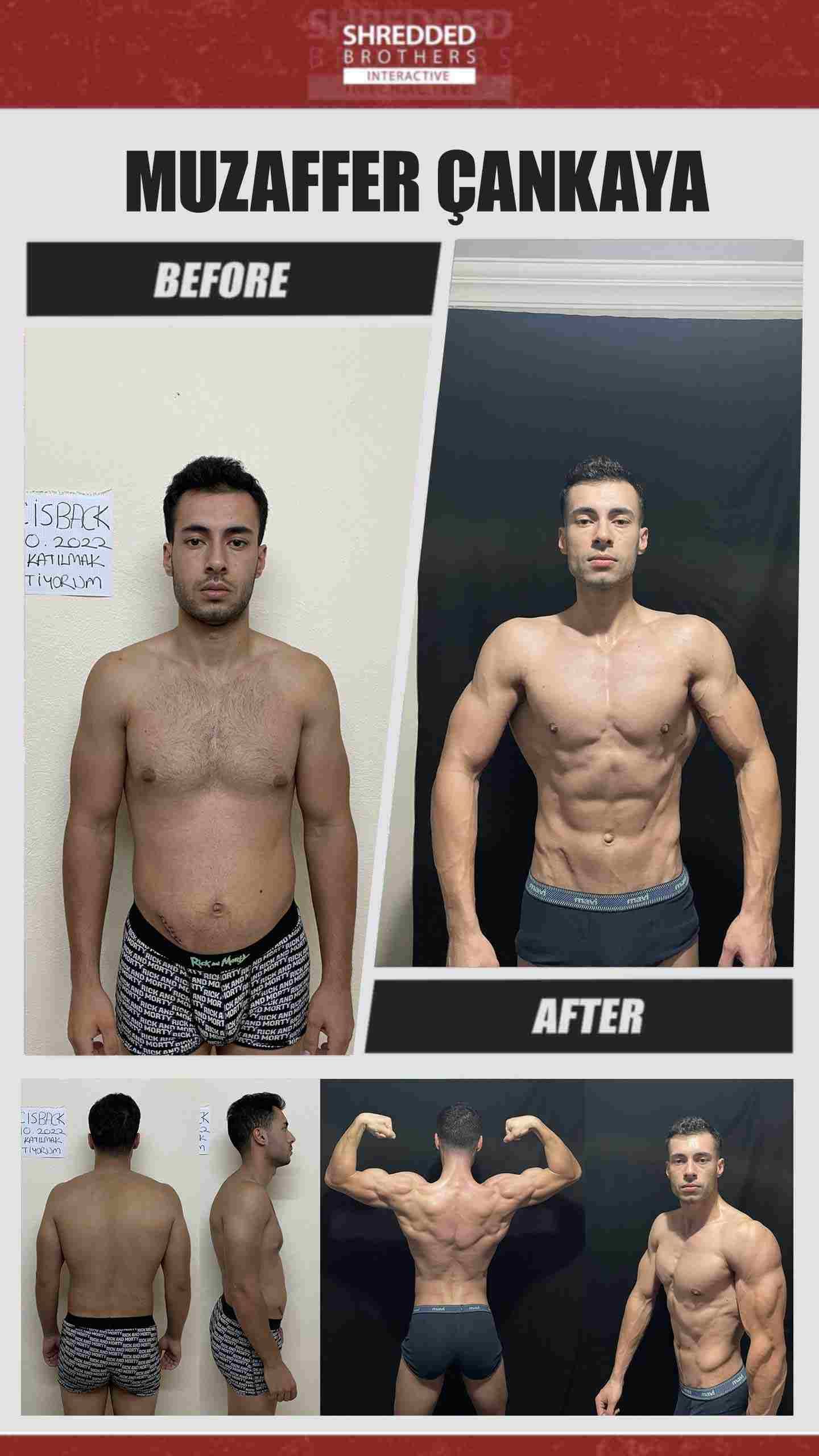 Before and after body transformation of an Idmanify member