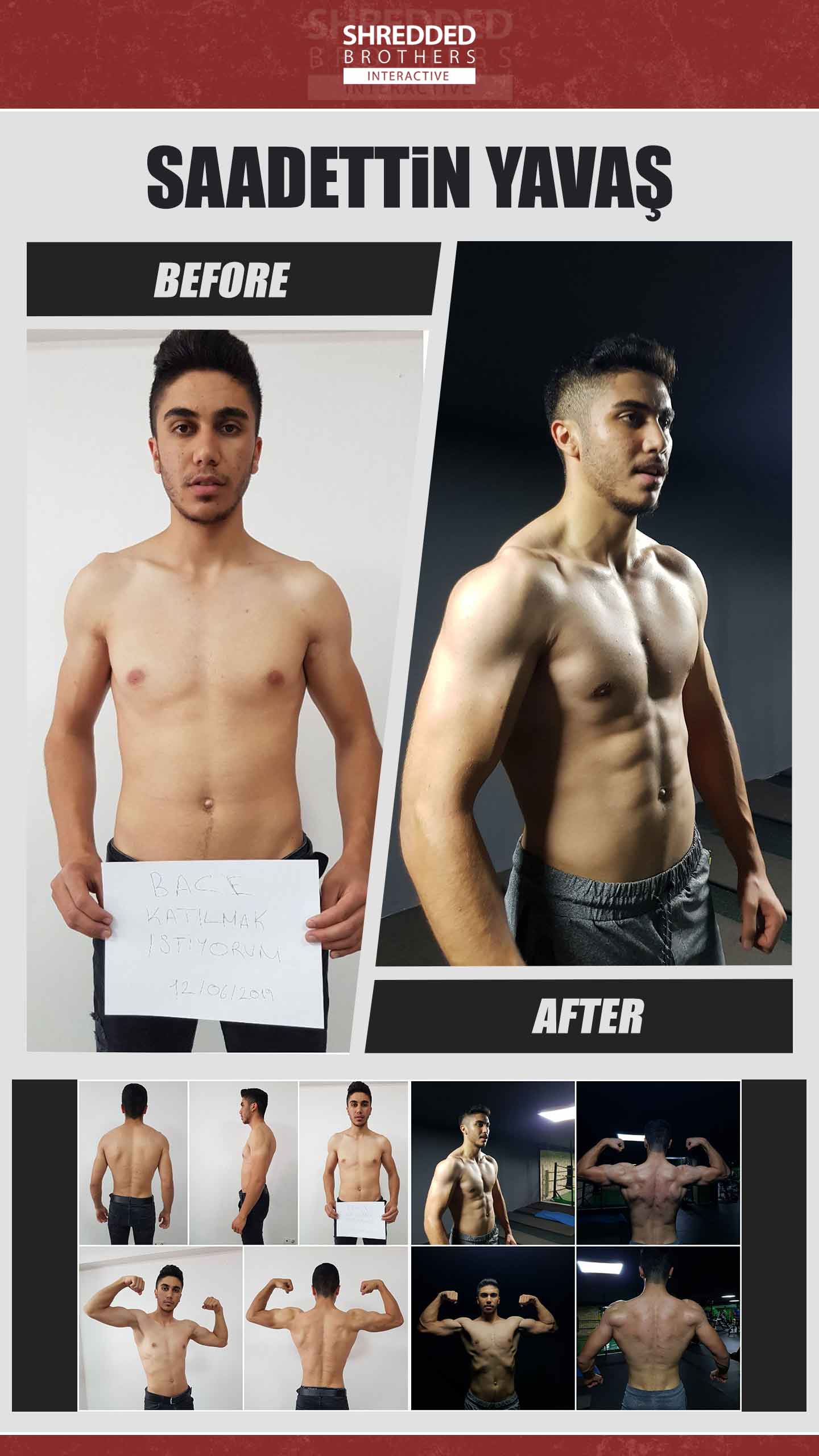 Before and after body transformation of an Idmanify member