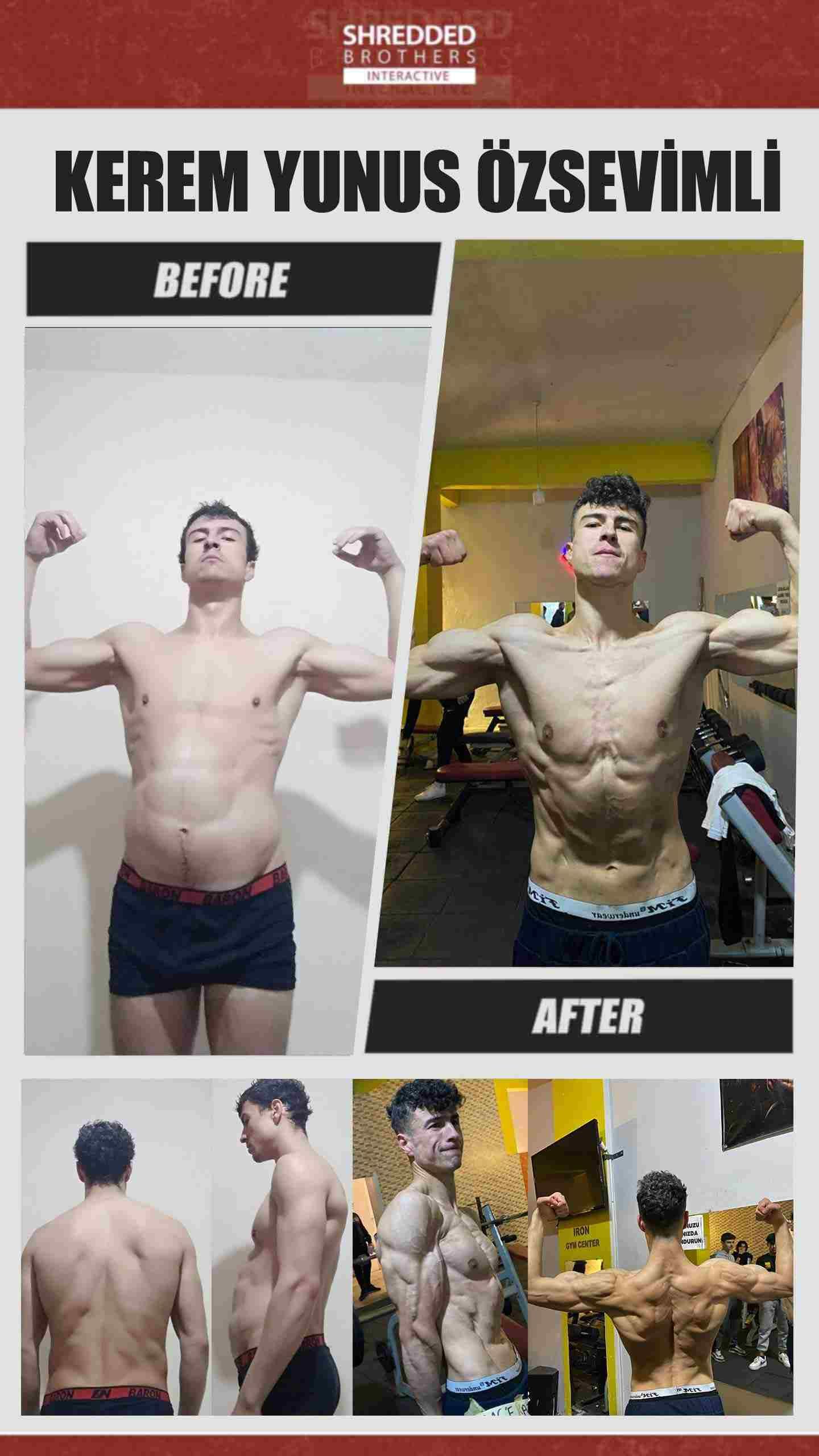 Before and after body transformation of an Idmanify member