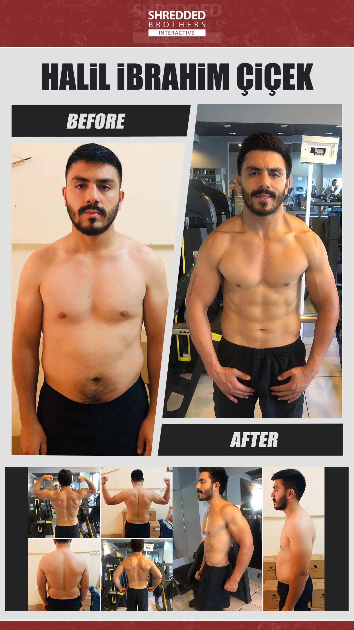 Before and after body transformation of an Idmanify member