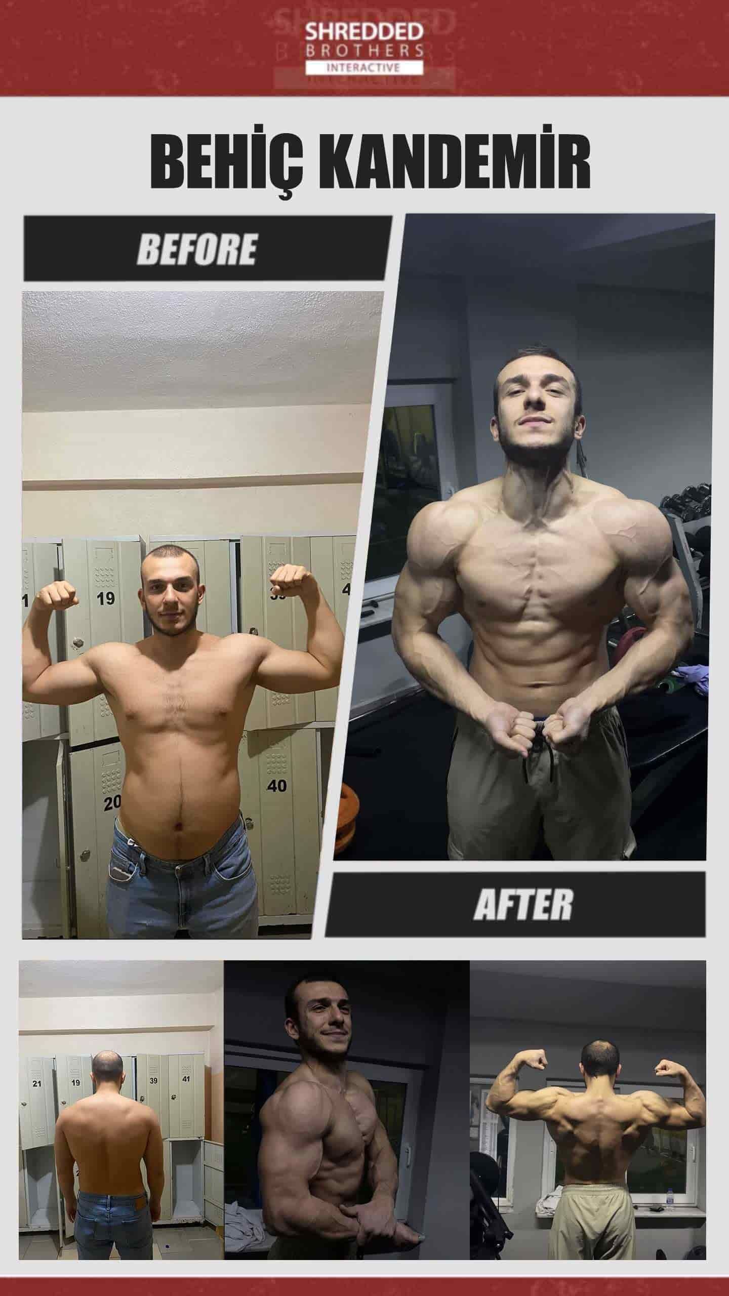 Before and after body transformation of an Idmanify member