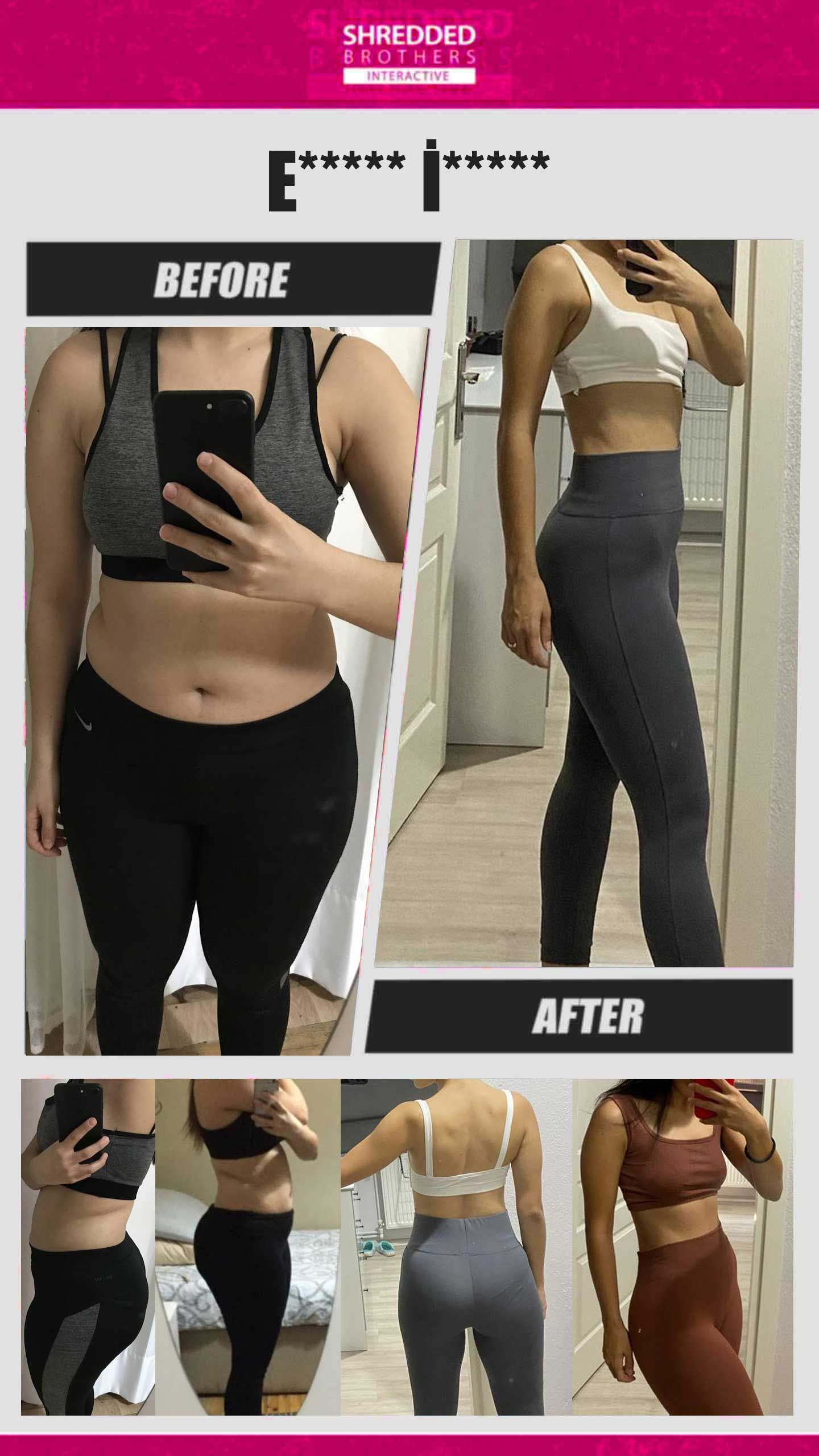 Before and after body transformation of an Idmanify member