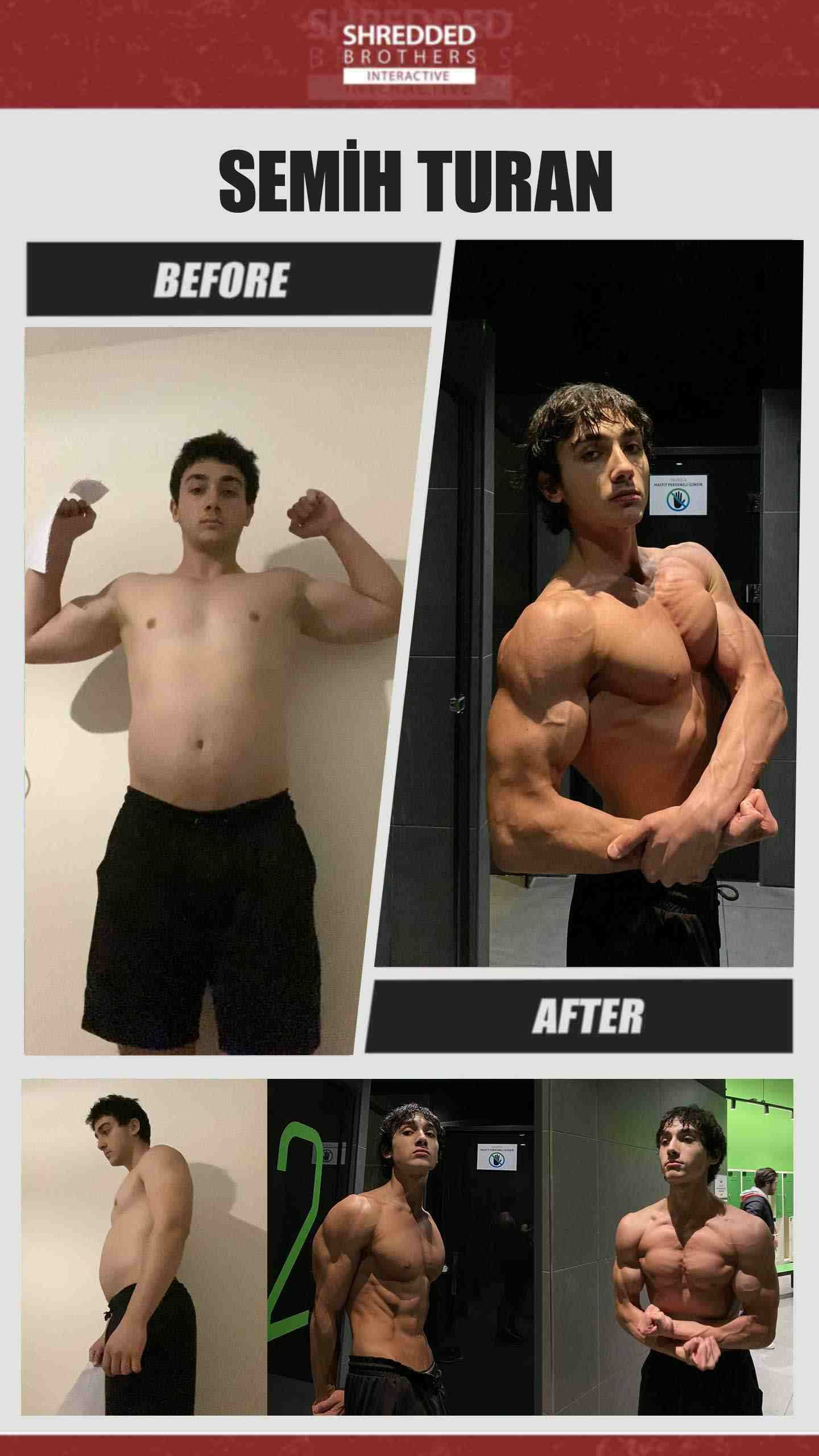 Before and after body transformation of an Idmanify member