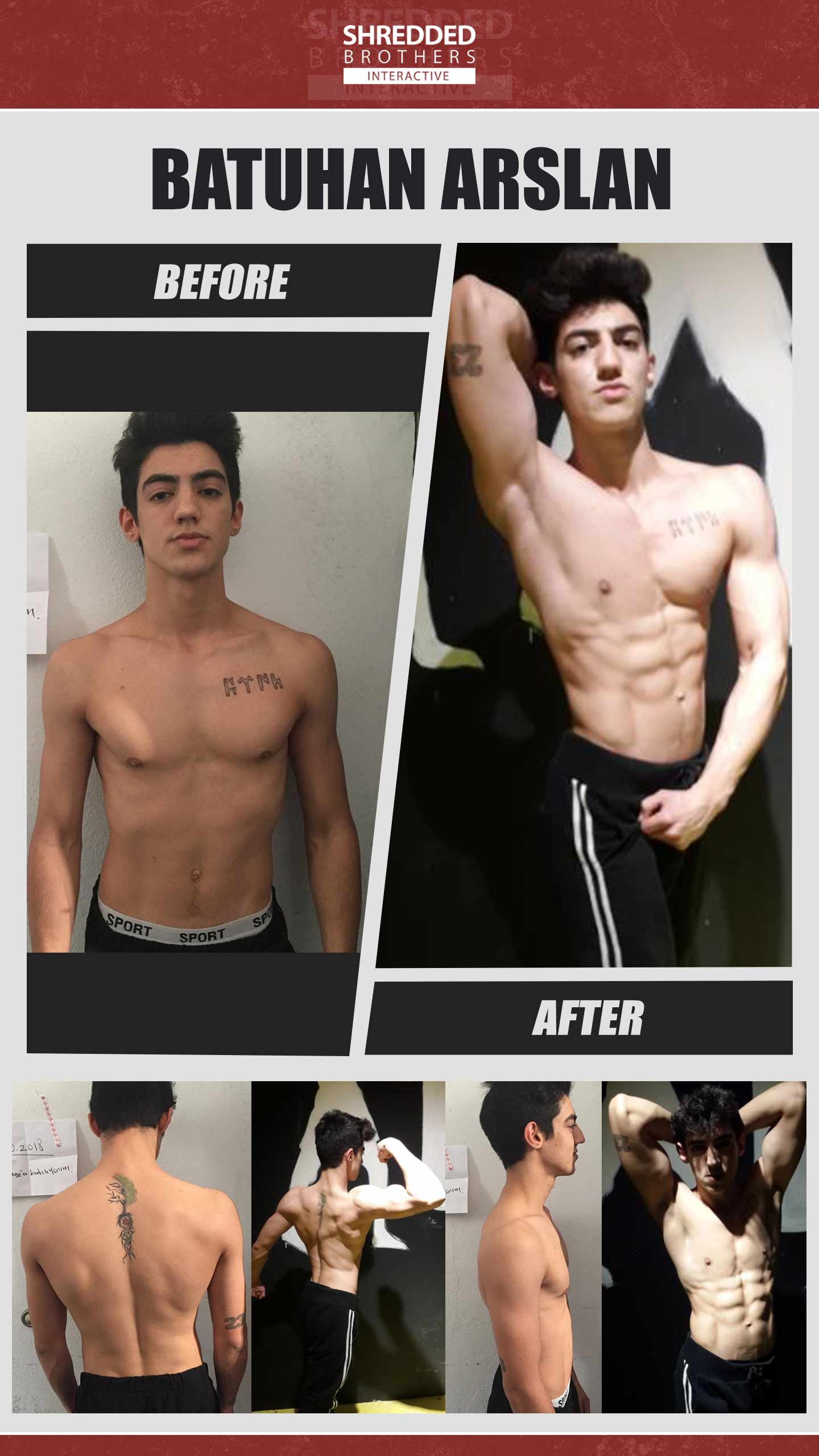 Before and after body transformation of an Idmanify member