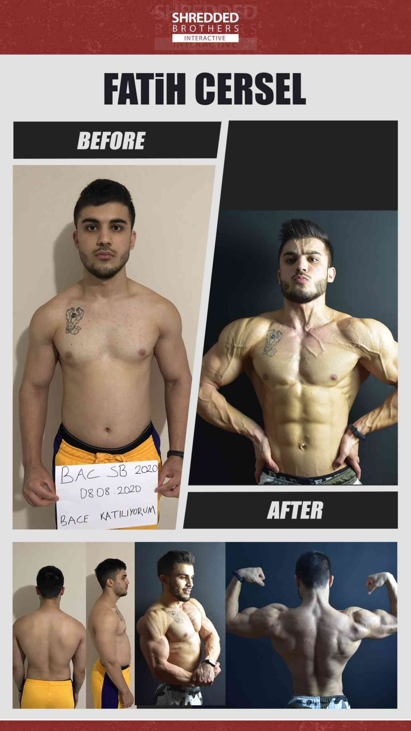 Before and after body transformation of an Idmanify member