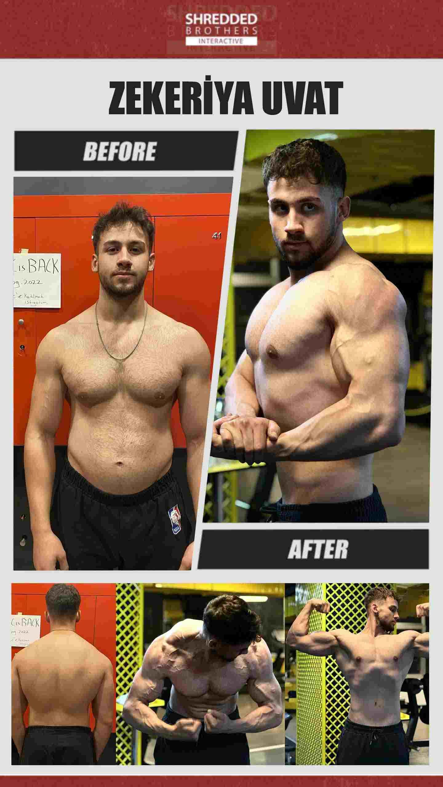 Before and after body transformation of an Idmanify member