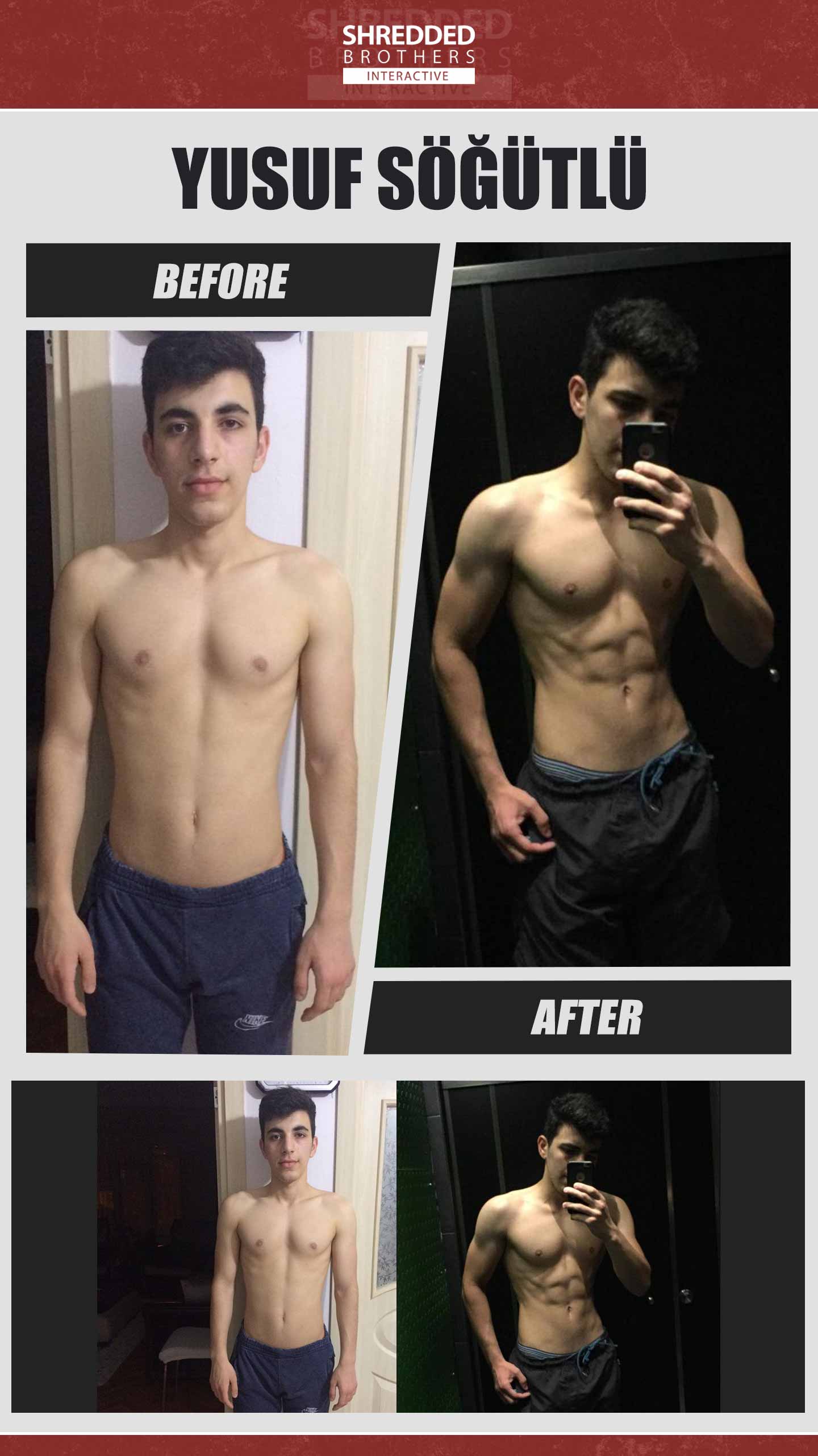 Before and after body transformation of an Idmanify member