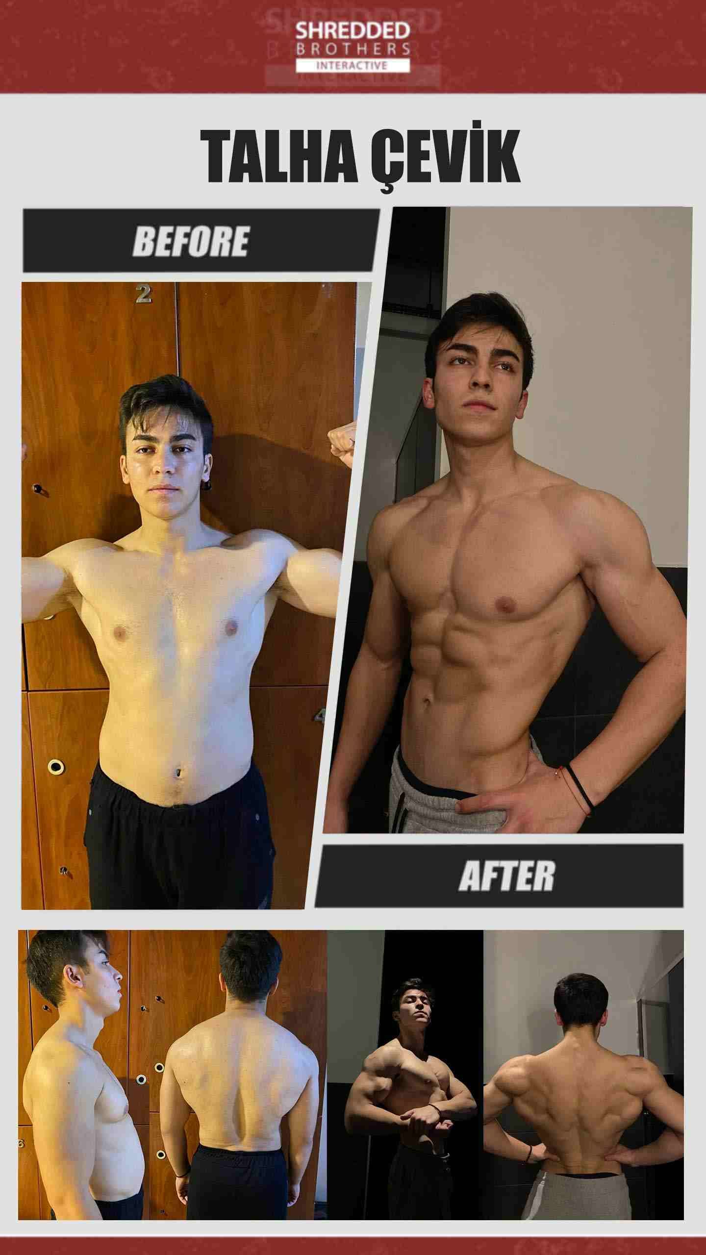 Before and after body transformation of an Idmanify member
