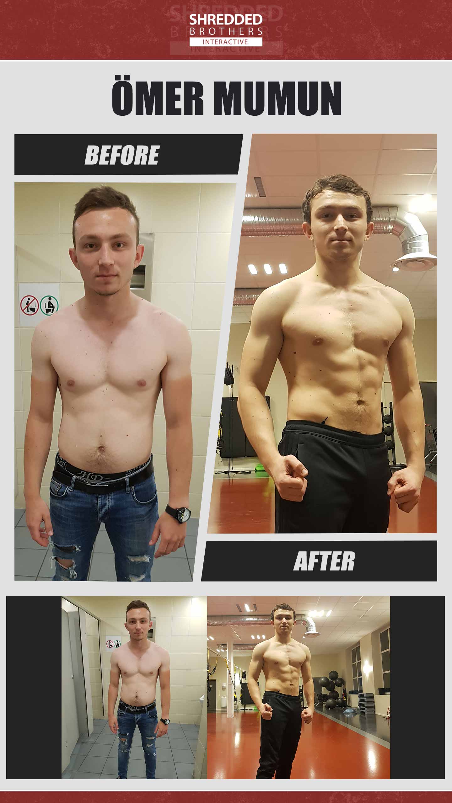 Before and after body transformation of an Idmanify member