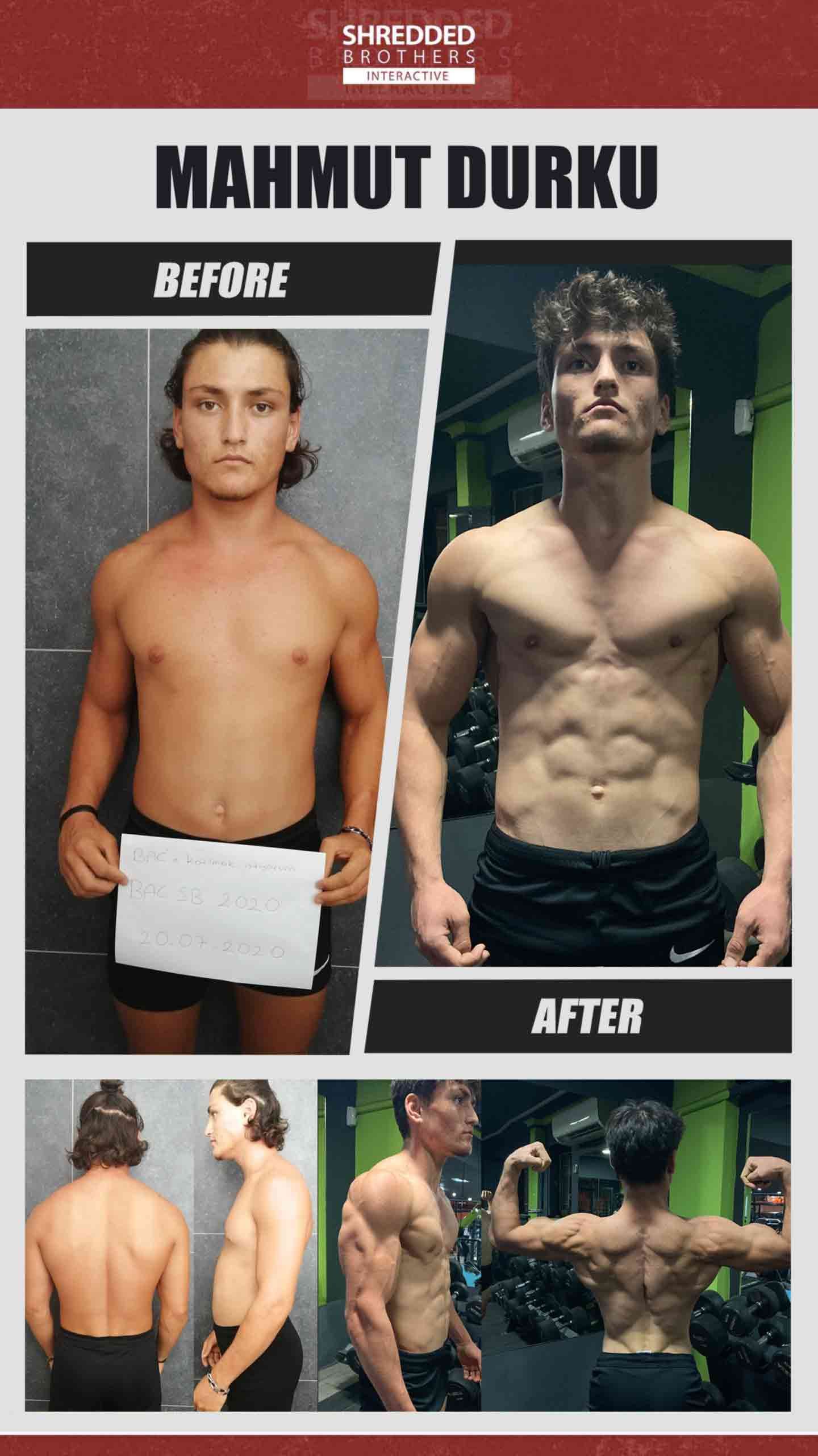 Before and after body transformation of an Idmanify member