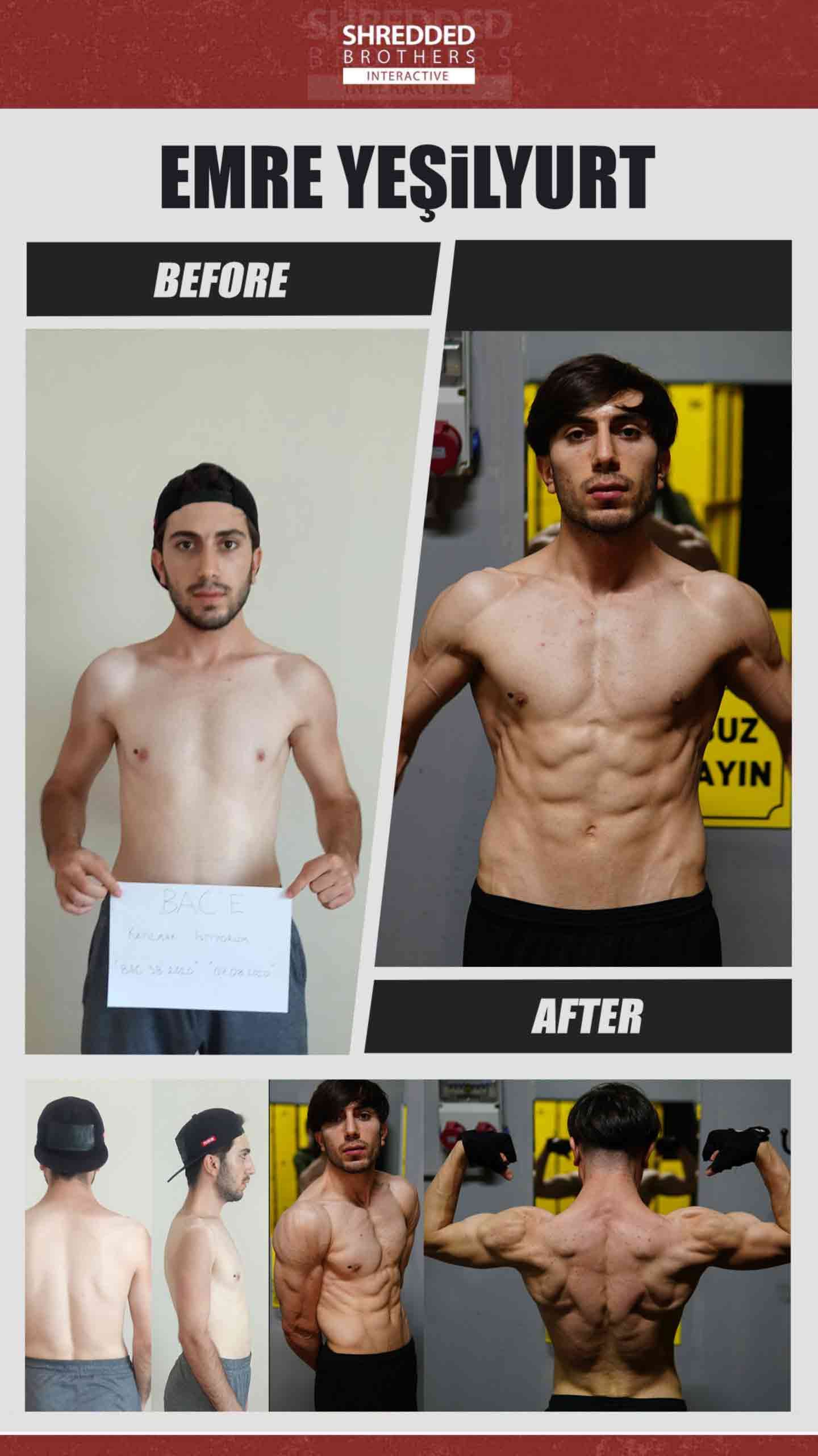 Before and after body transformation of an Idmanify member