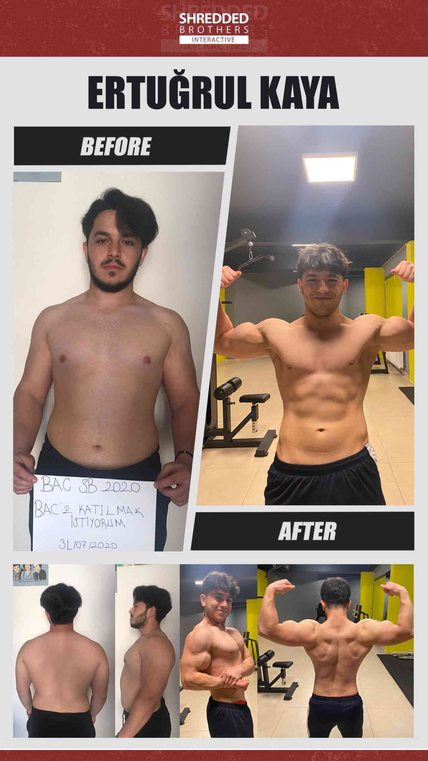 Before and after body transformation of an Idmanify member
